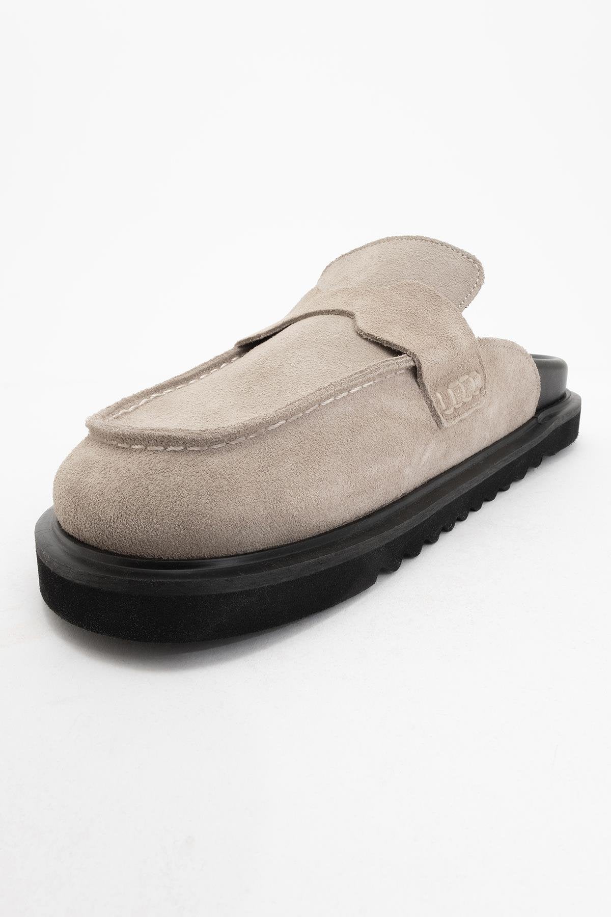 Laven - Beige Suede Leather Clogs (Women) - Image 3