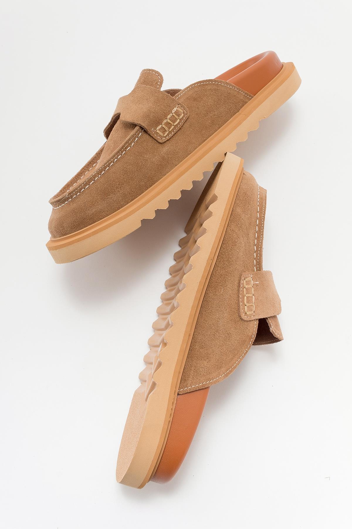 Laven - Cognac Brown Suede Leather Clogs (Women) - Image 3
