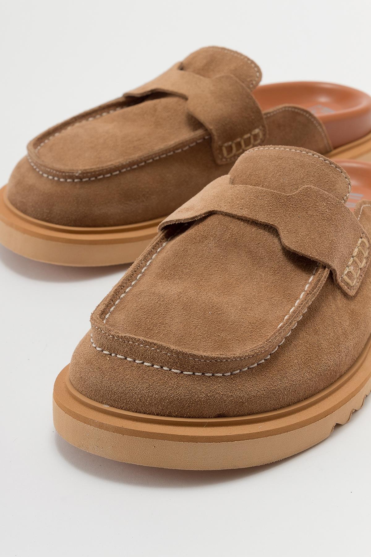 Laven - Cognac Brown Suede Leather Clogs (Women) - Image 4