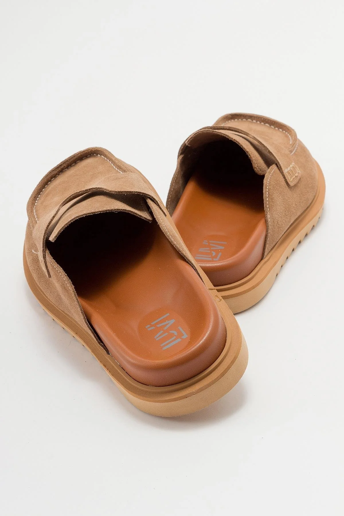 Laven - Cognac Brown Suede Leather Clogs (Women) - Image 5