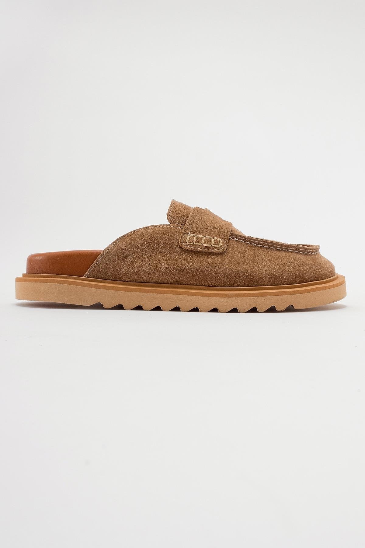 Laven - Cognac Brown Suede Leather Clogs (Women) - Image 6