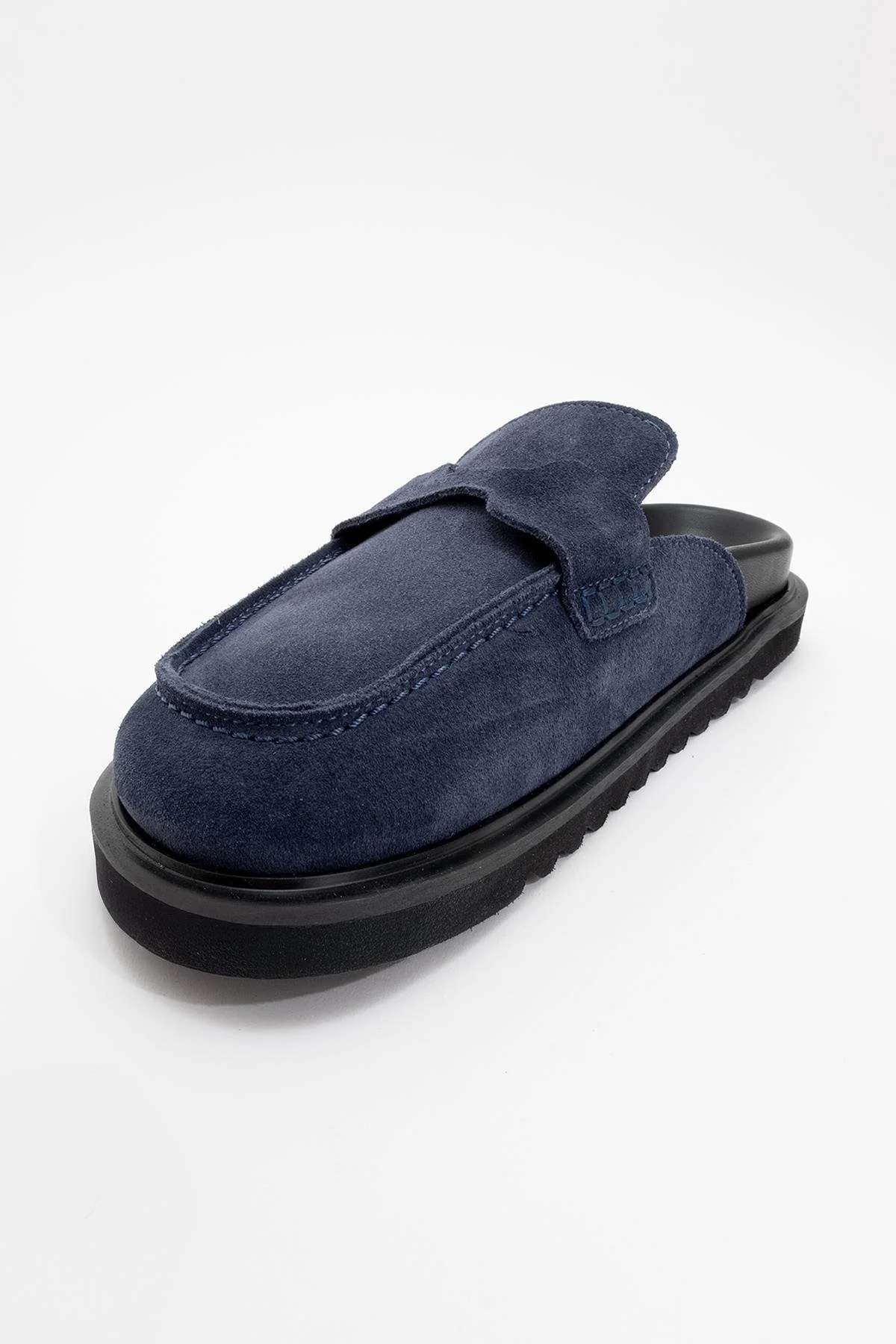 Laven - Navy Suede Leather Clogs (Women) - Image 4