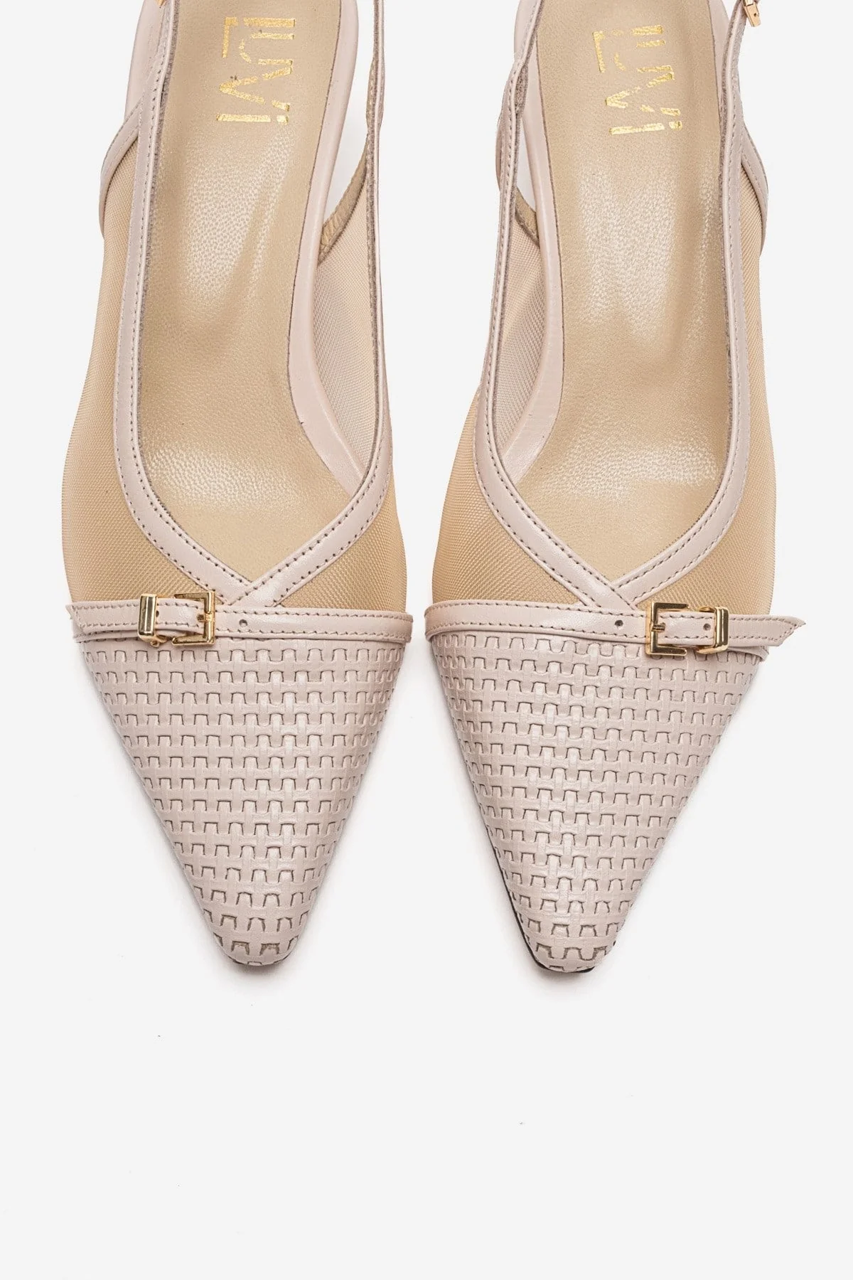 LAVIERA - Beige Genuine Leather Slingback Low Heel Pump (Women) - Image 2
