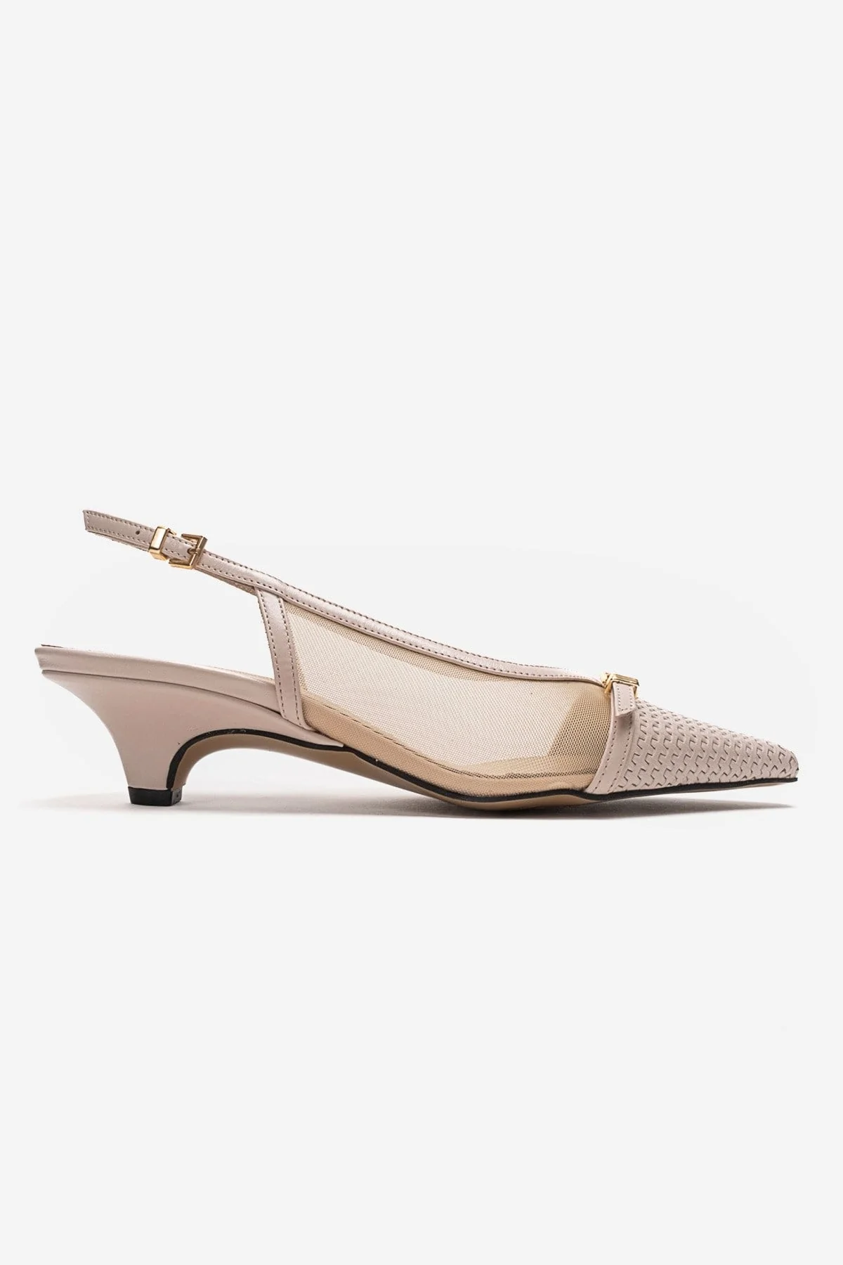 LAVIERA - Beige Genuine Leather Slingback Low Heel Pump (Women) - Image 4
