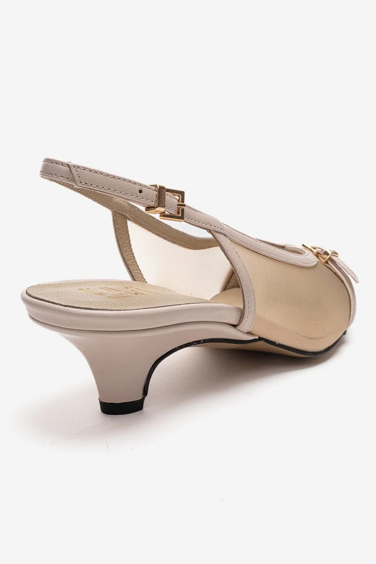 LAVIERA - Beige Genuine Leather Slingback Low Heel Pump (Women) - Image 5