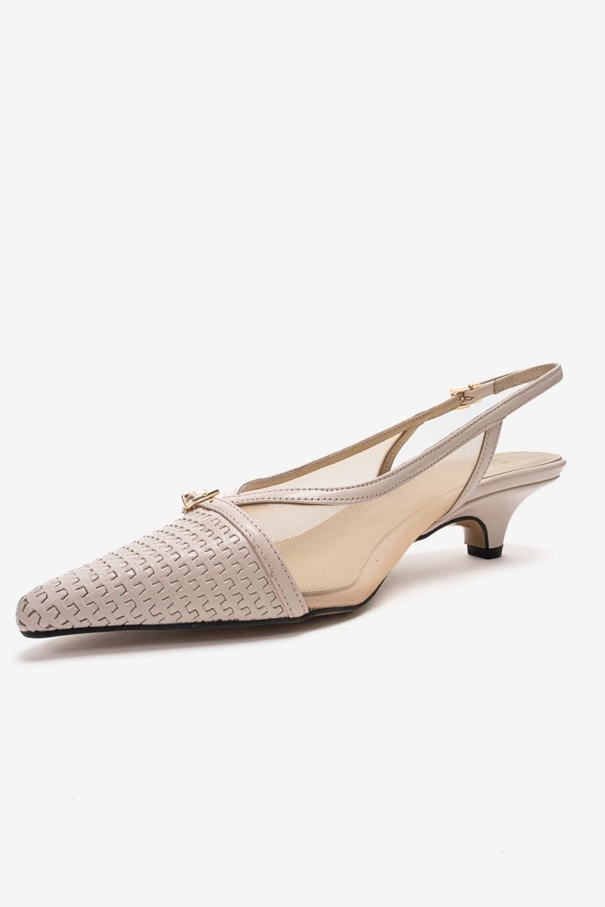 LAVIERA - Beige Genuine Leather Slingback Low Heel Pump (Women) - Image 6