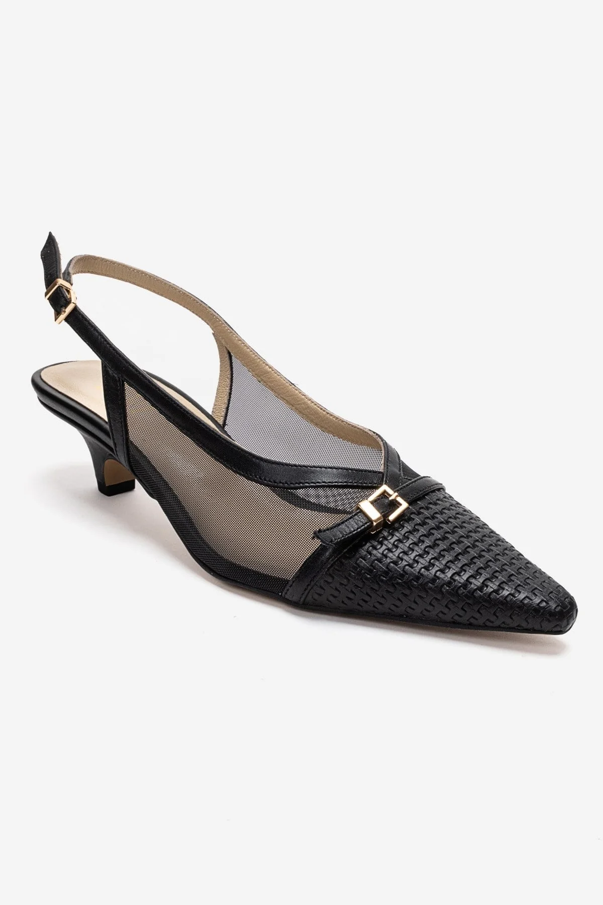LAVIERA - Black Genuine Leather Slingback Low Heel Pump (Women) - Image 3