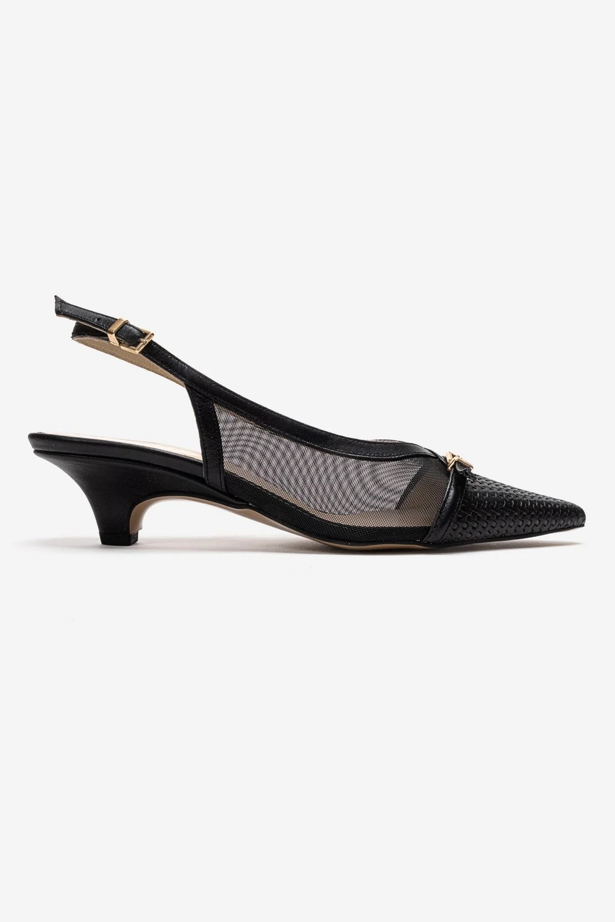 LAVIERA - Black Genuine Leather Slingback Low Heel Pump (Women) - Image 4