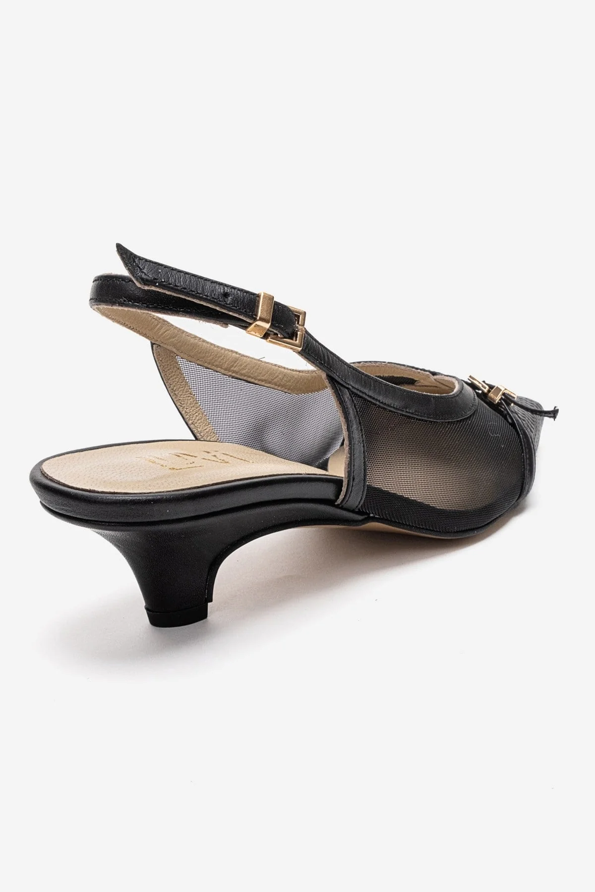 LAVIERA - Black Genuine Leather Slingback Low Heel Pump (Women) - Image 5