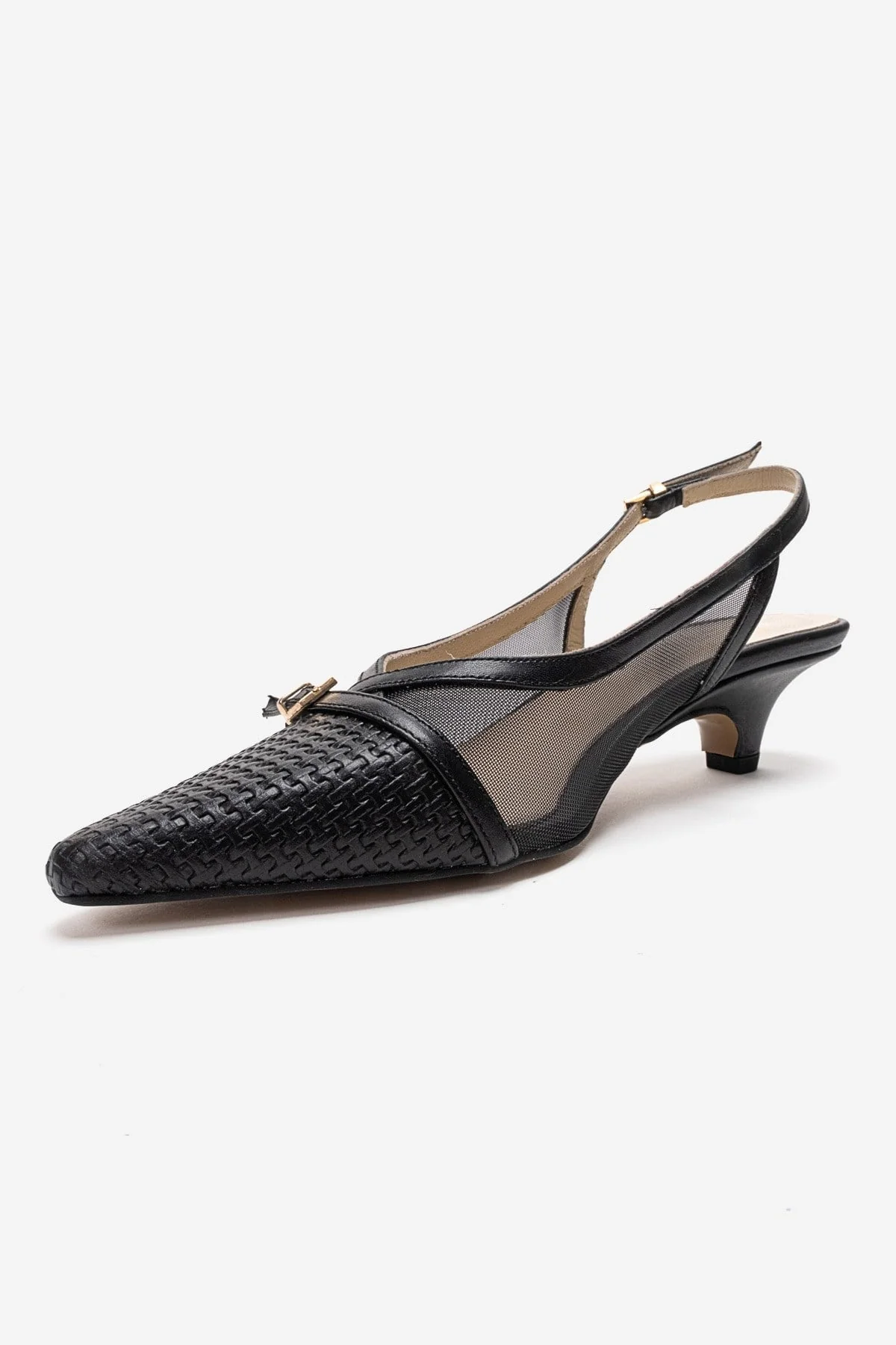 LAVIERA - Black Genuine Leather Slingback Low Heel Pump (Women) - Image 6