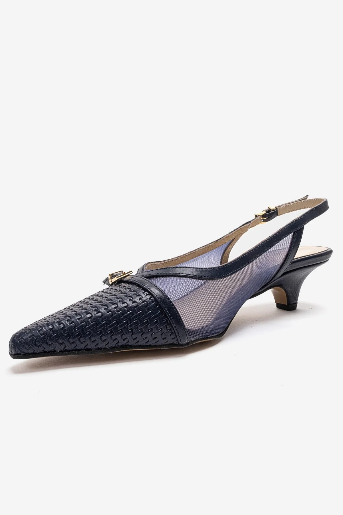 LAVIERA - Navy Genuine Leather Slingback Low Heel Pump (Women) - Image 6