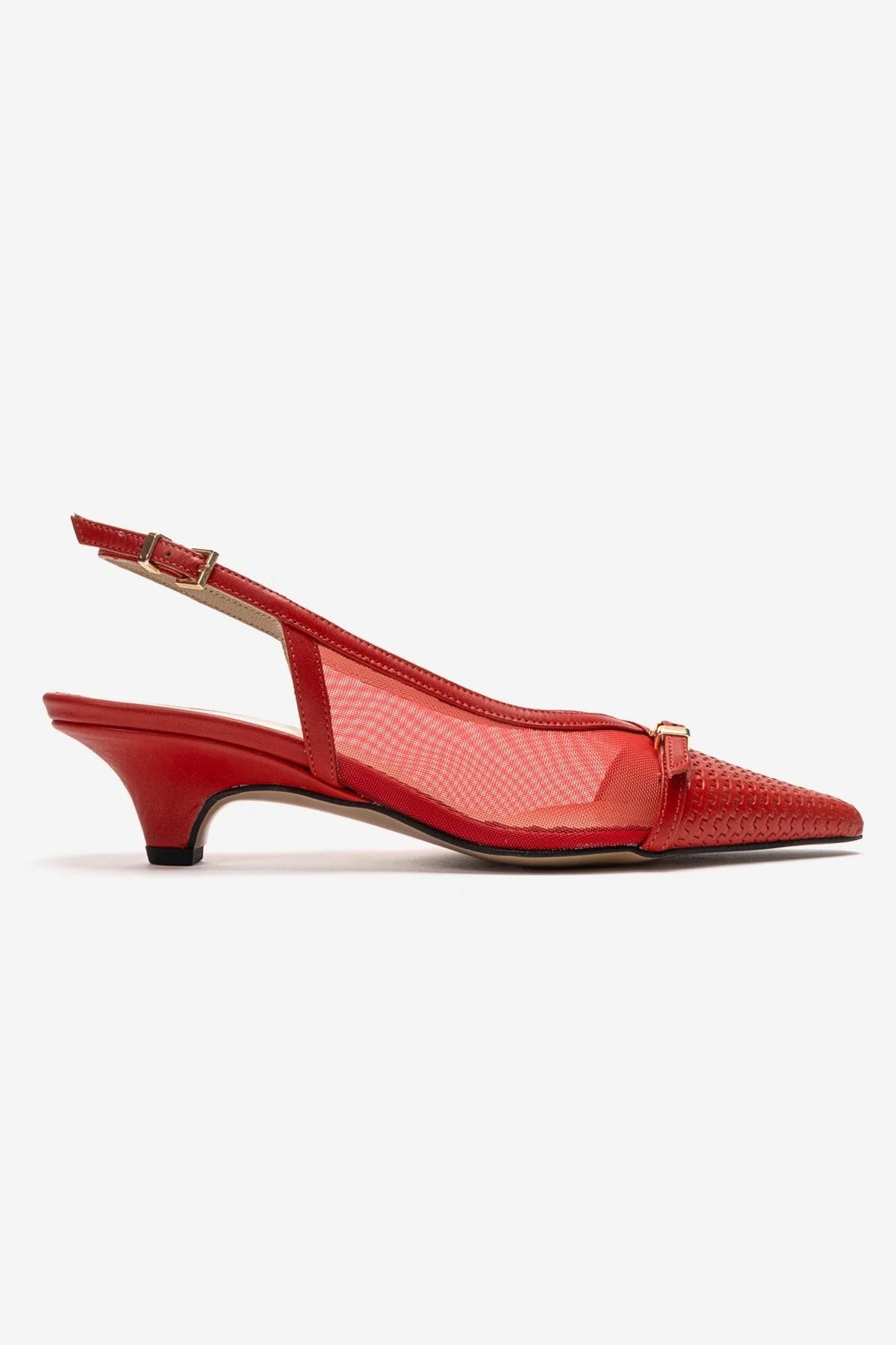 LAVIERA - Red Genuine Leather Slingback Low Heel Pump (Women) - Image 4