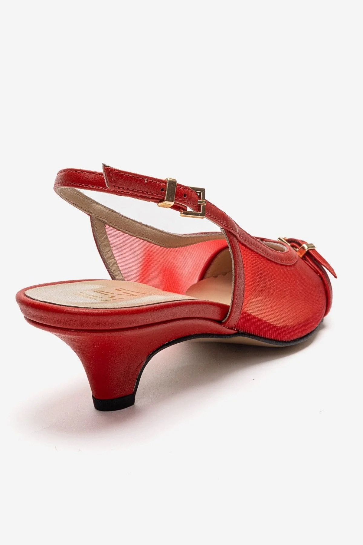 LAVIERA - Red Genuine Leather Slingback Low Heel Pump (Women) - Image 5