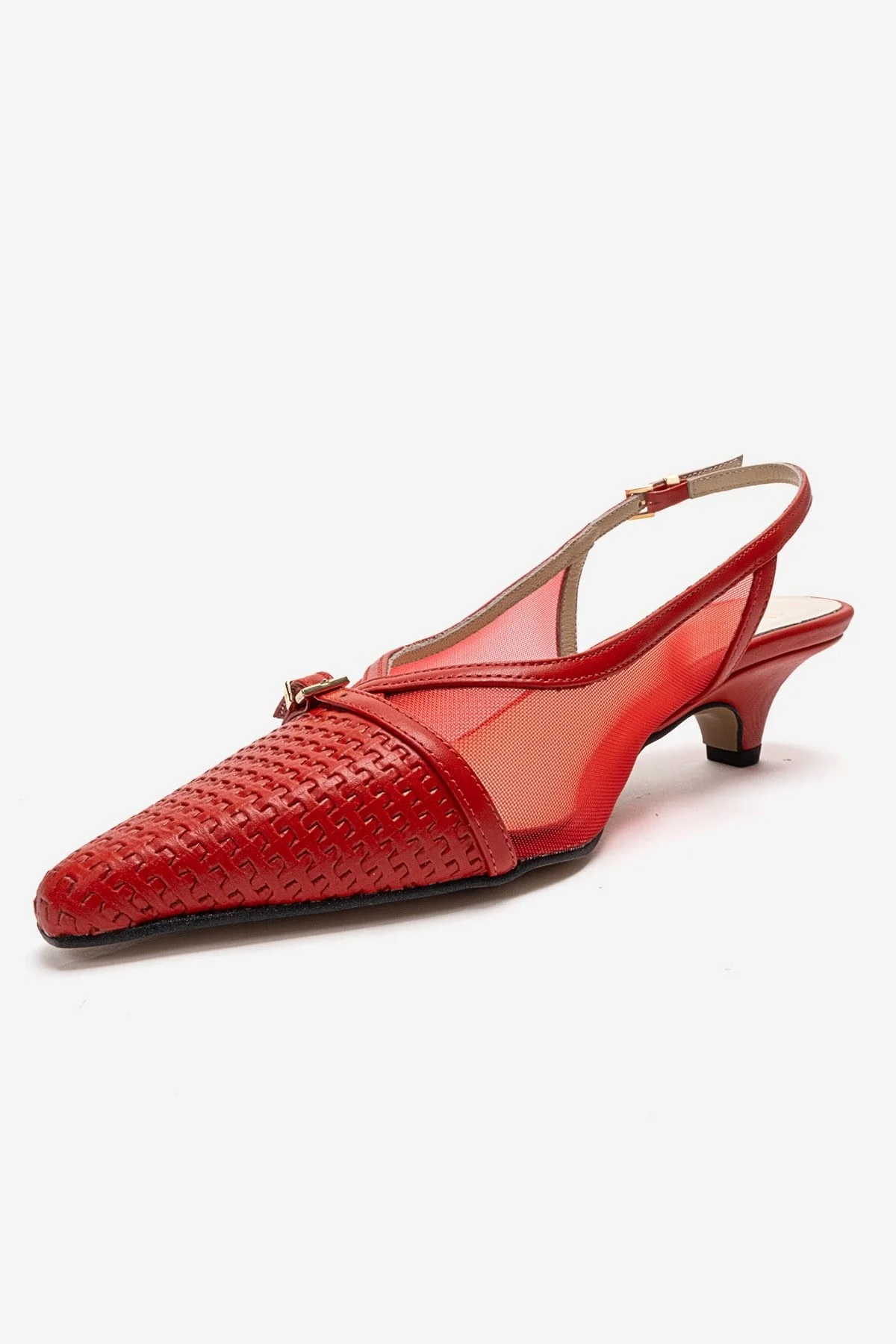 LAVIERA - Red Genuine Leather Slingback Low Heel Pump (Women) - Image 6