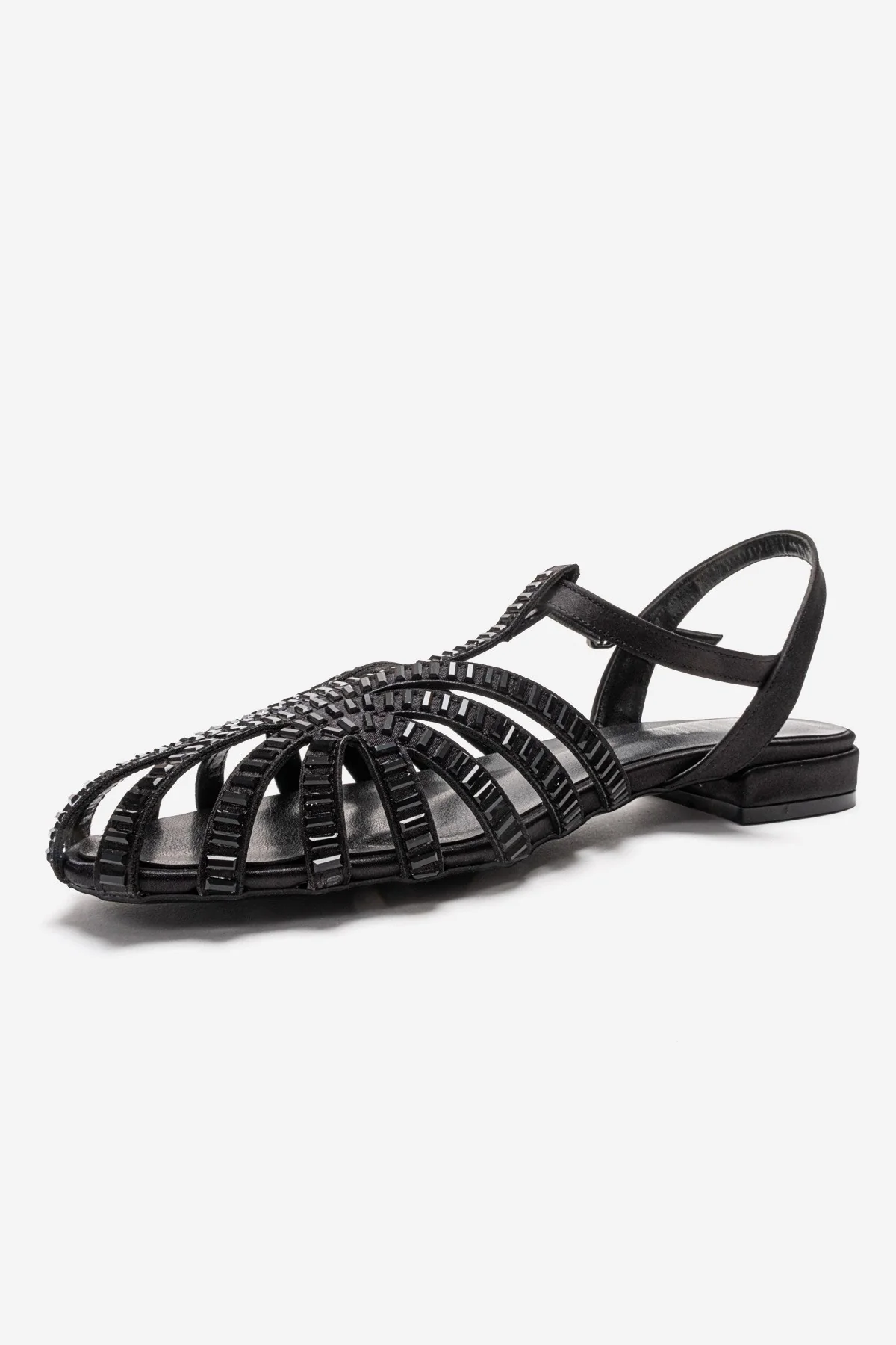 LAVINA - Black Satin Embellished Sandal (Women) - Image 6
