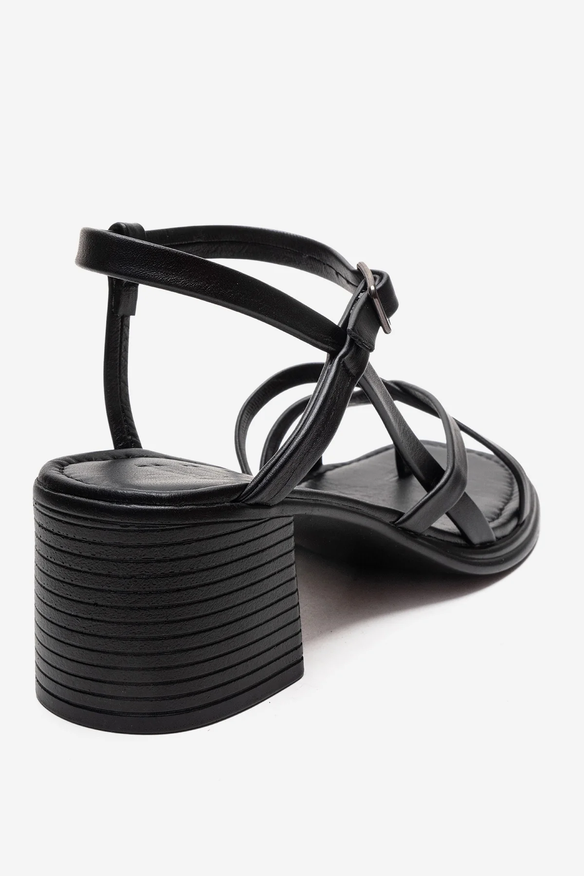Lavish - Black Genuine Leather Block Heel Sandal (Women) - Image 5