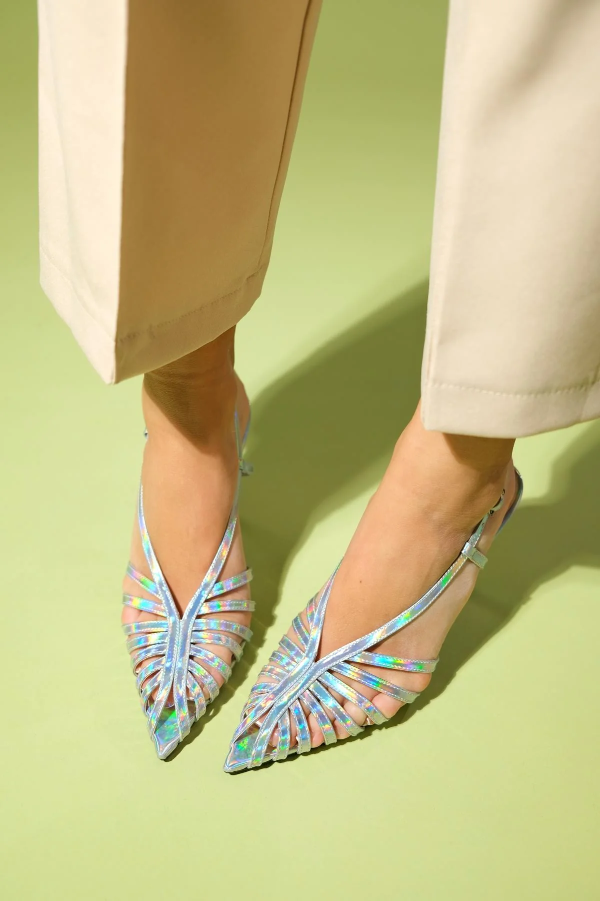 Leaf - Silver Holographic High Heel Shoe (Women) - Image 4