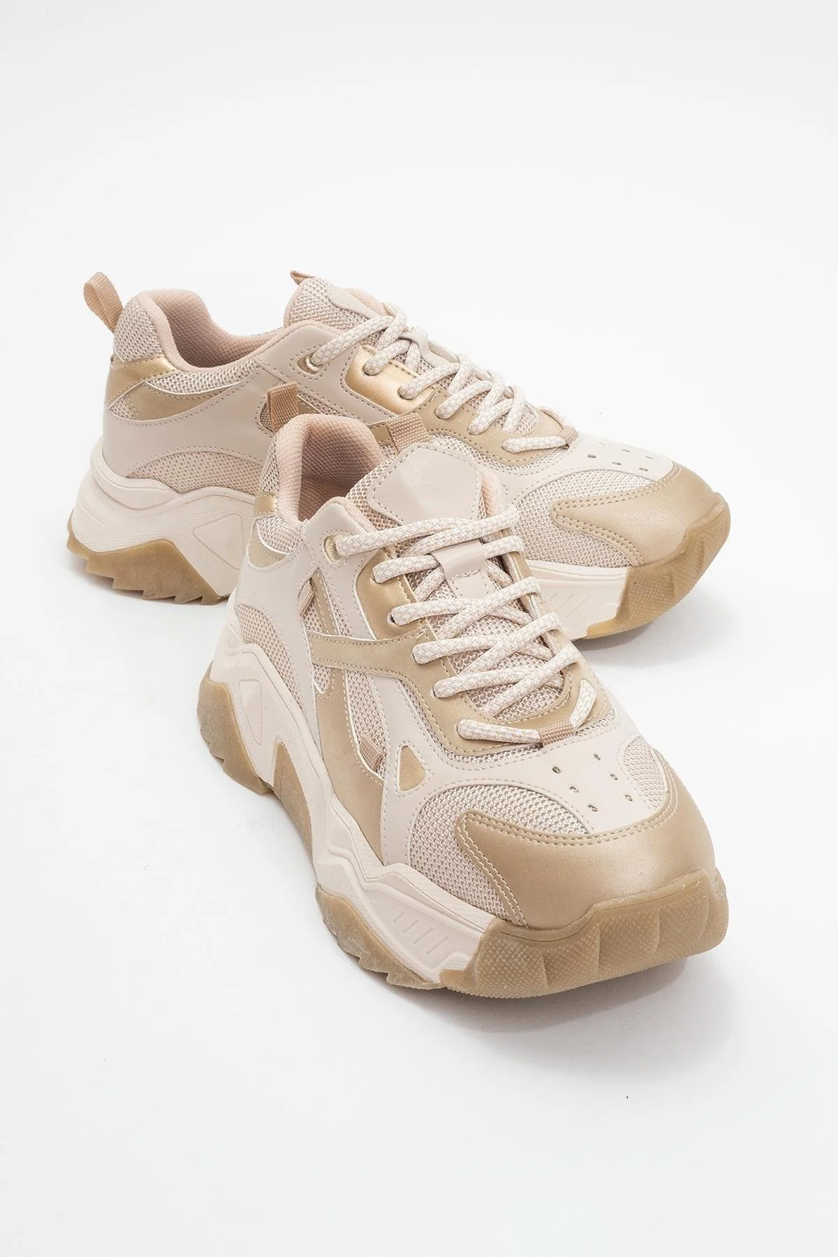 Loretta - Beige Gold Thick-Soled Sneaker (Women)