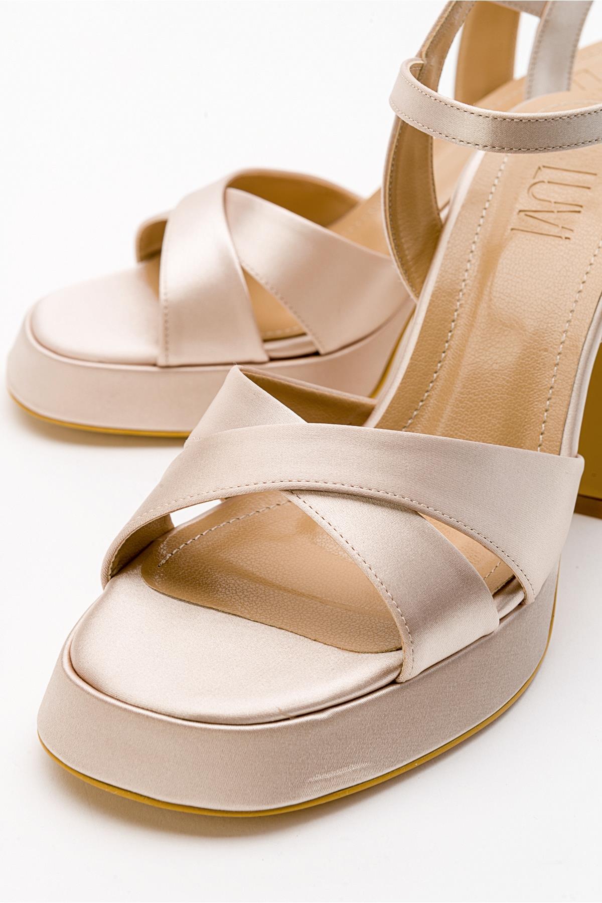 Lello - Beige Satin Platform Heel Shoe (Women) - Image 2