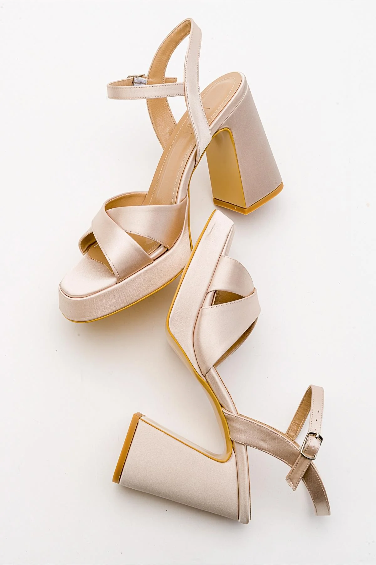 Lello - Beige Satin Platform Heel Shoe (Women) - Image 3