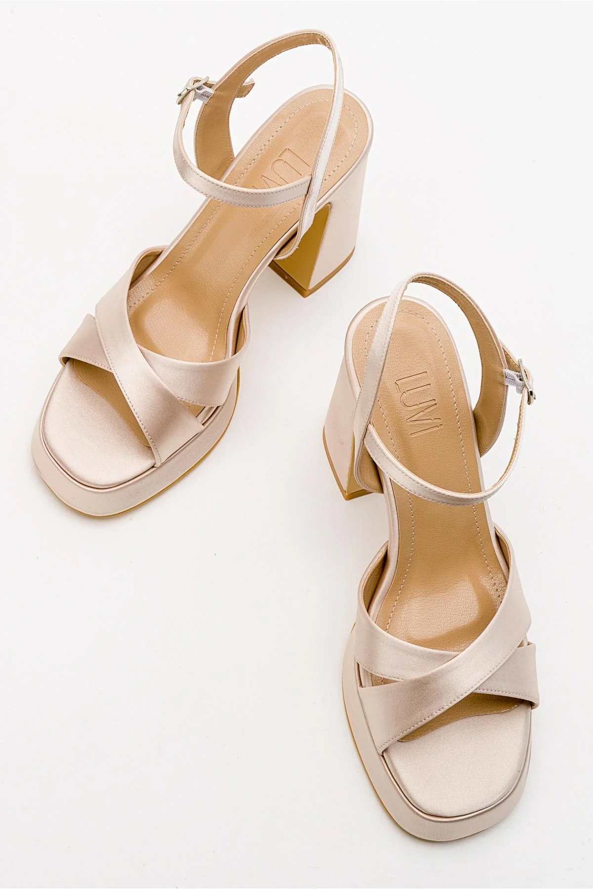 Lello - Beige Satin Platform Heel Shoe (Women) - Image 4