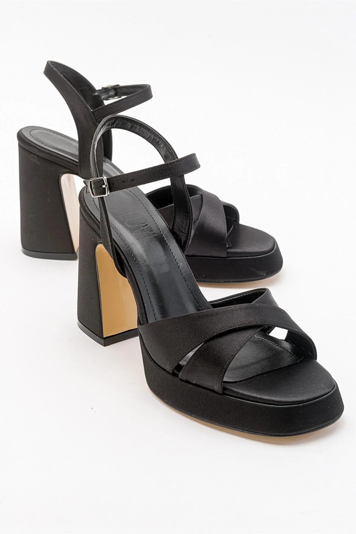 Lello - Black Satin Platform Heel Shoe (Women)