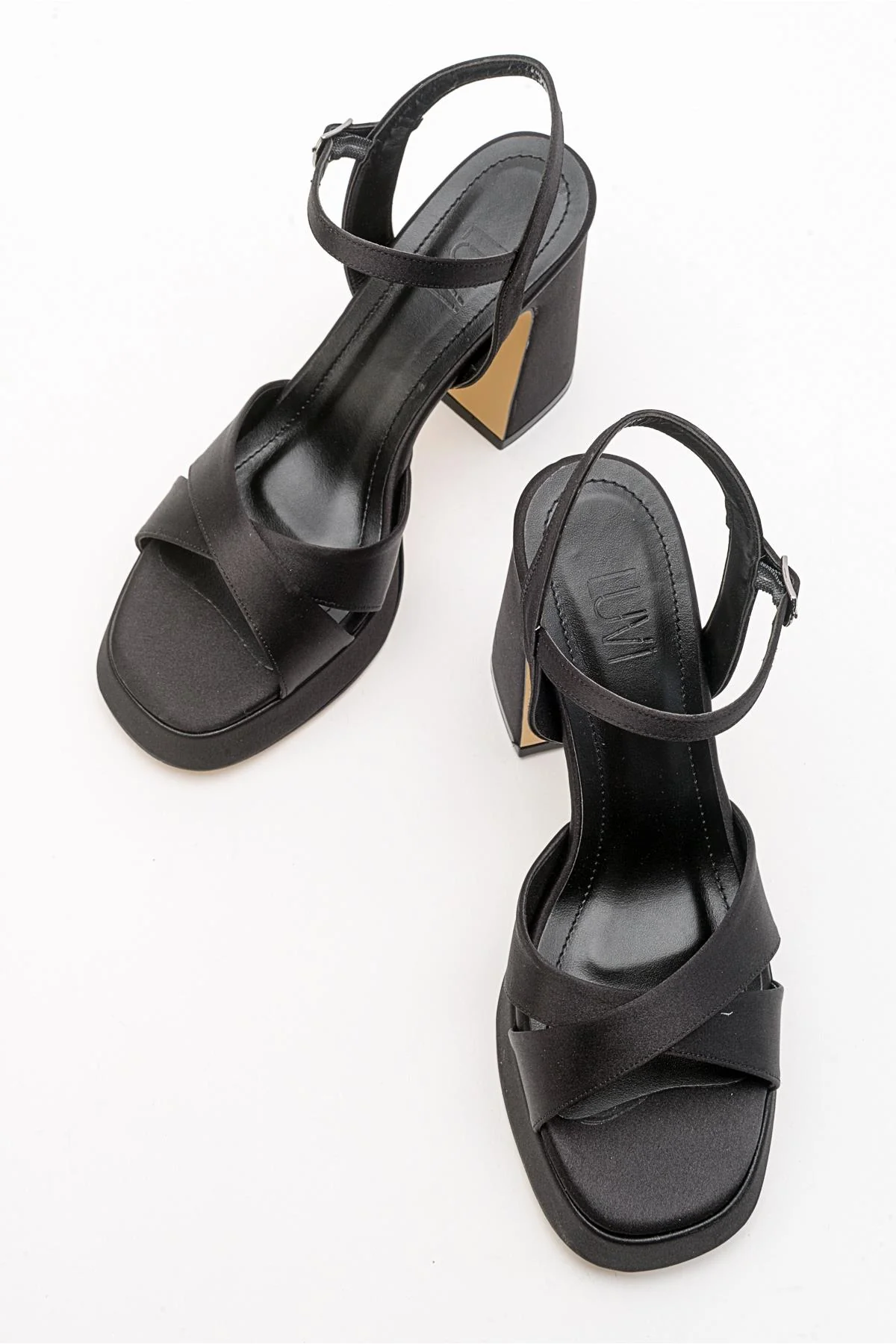 Lello - Black Satin Platform Heel Shoe (Women) - Image 3
