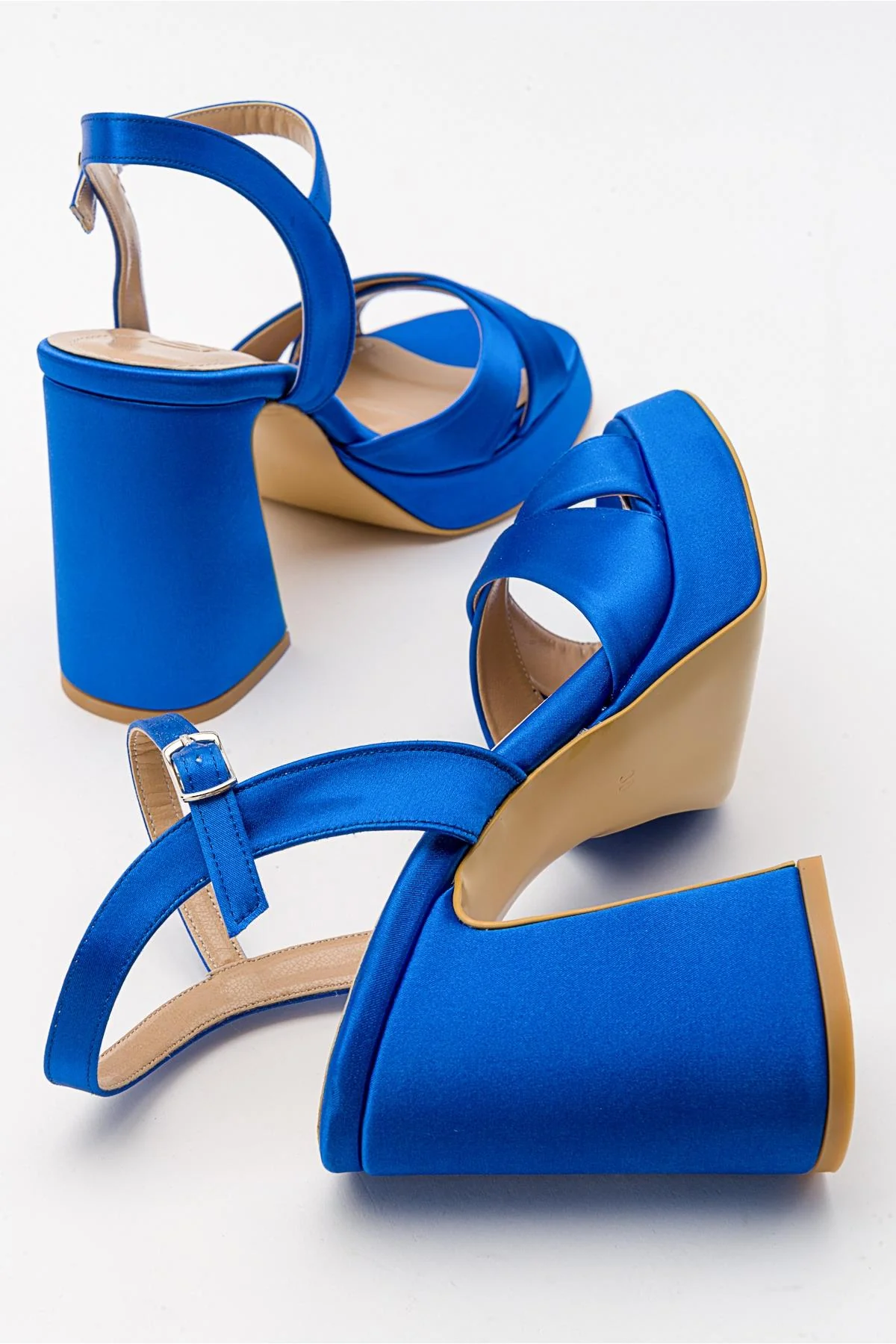 Lello - Cobalt Satin Platform Heel Shoe (Women) - Image 2