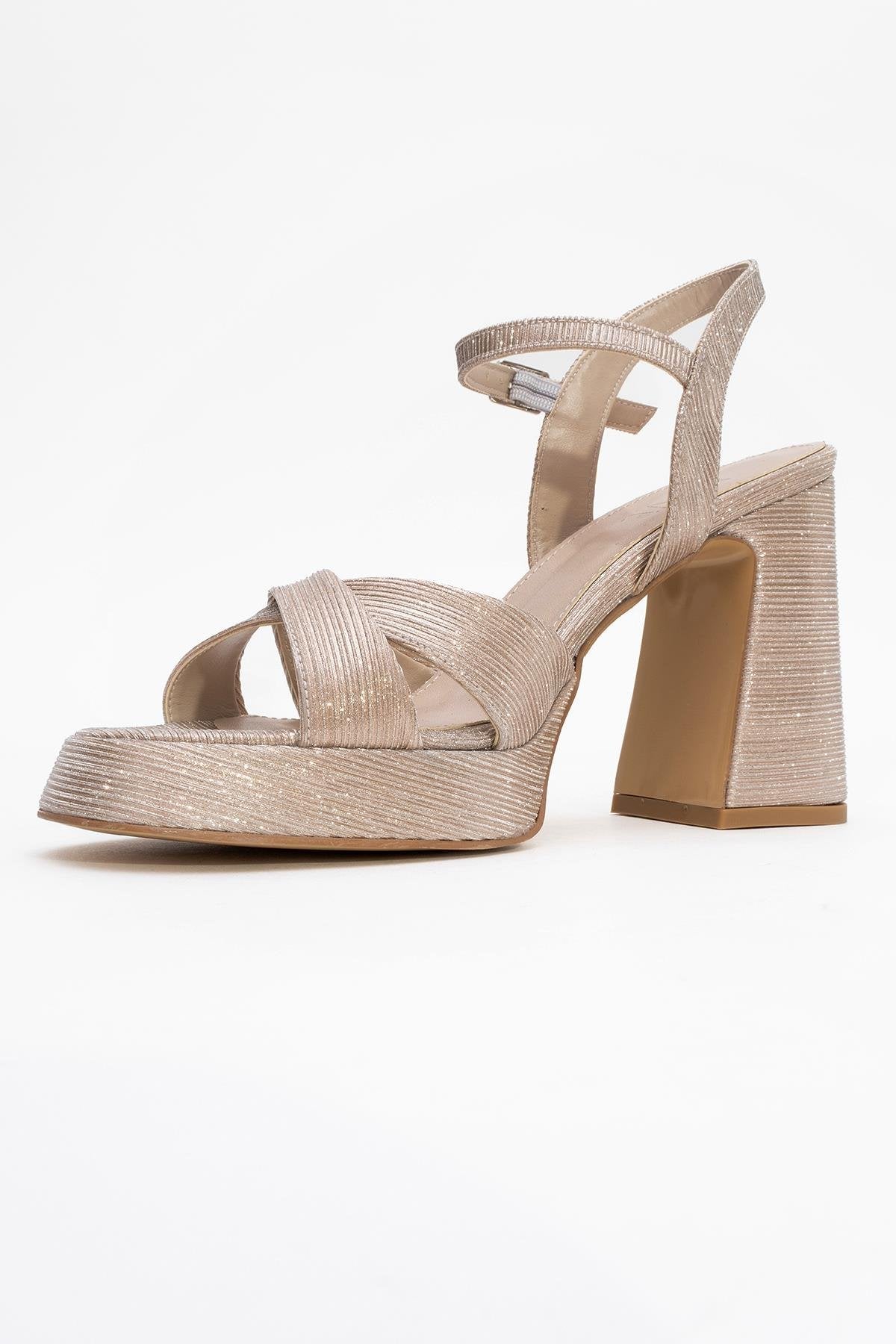 Lello - Gold Striped Platform Heel Shoe (Women) - Image 3