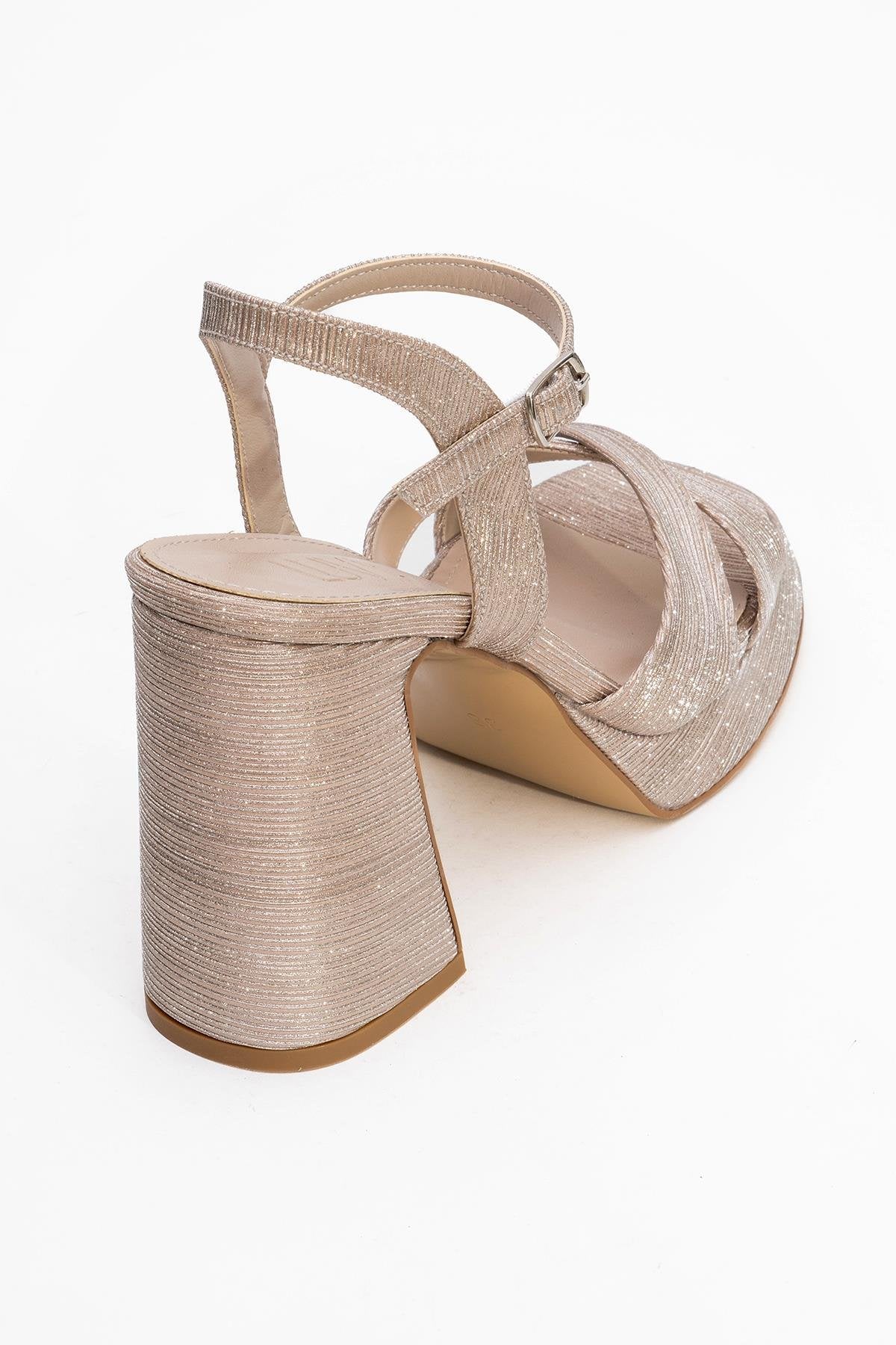 Lello - Gold Striped Platform Heel Shoe (Women) - Image 5