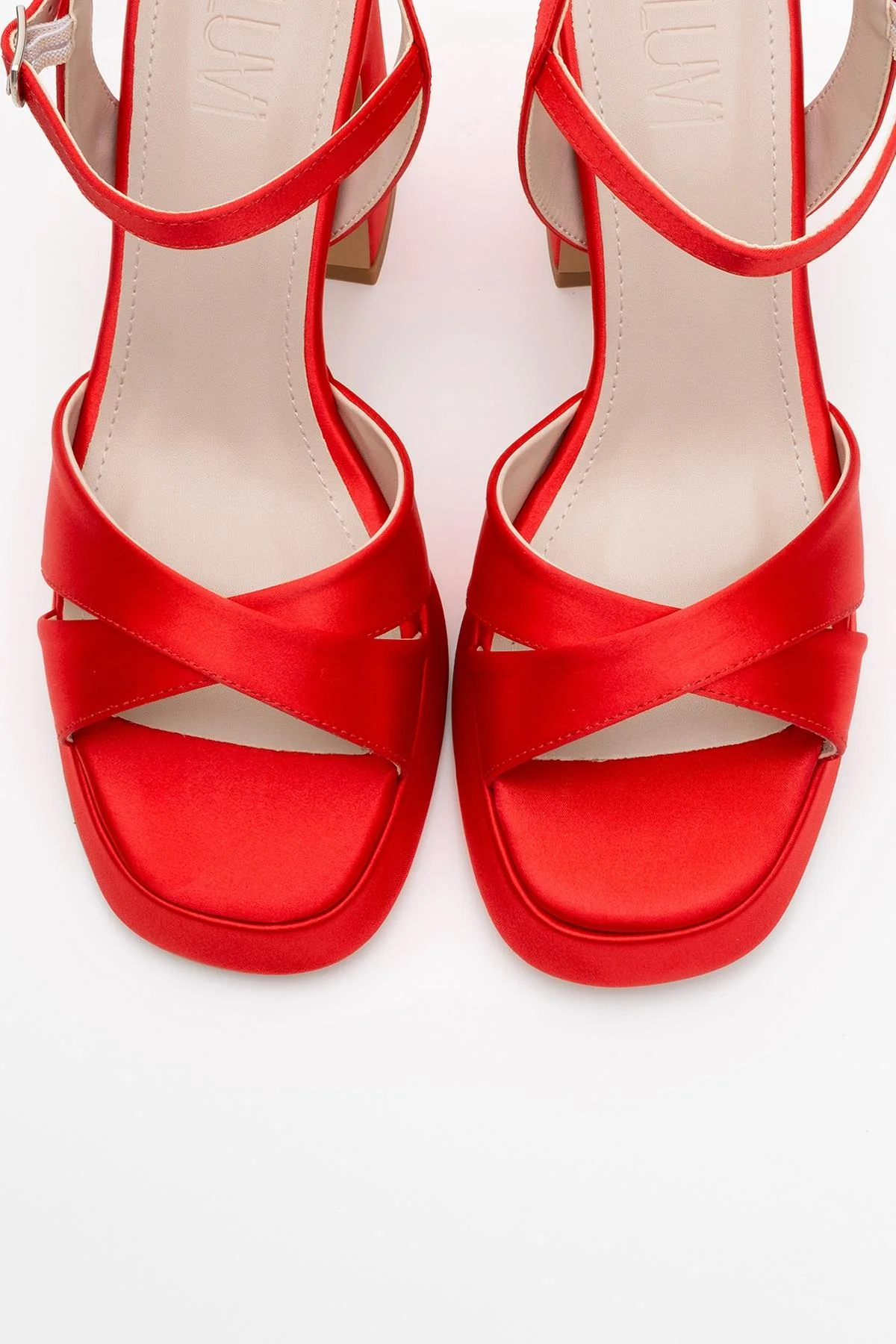 Lello - Red Satin Platform Heel Shoe (Women) - Image 2