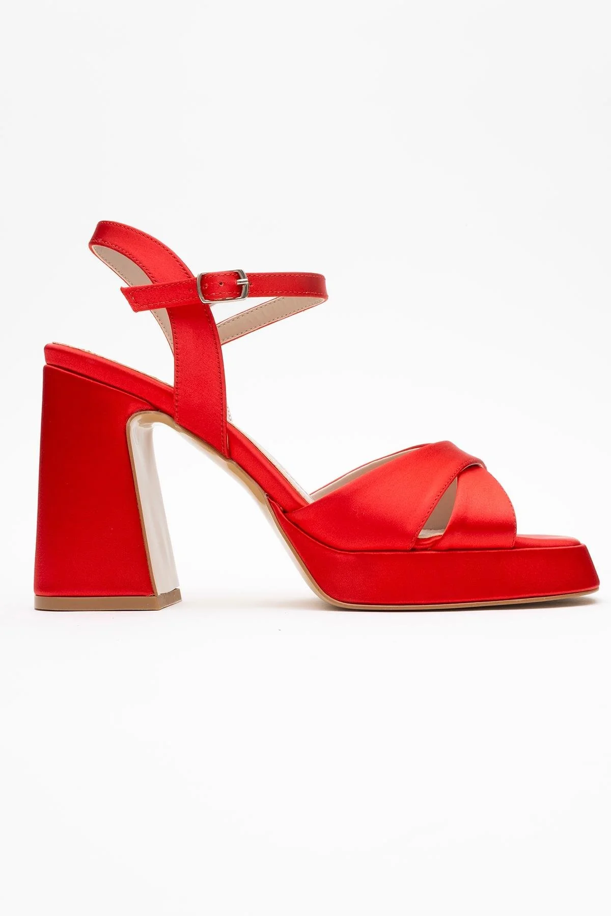 Lello - Red Satin Platform Heel Shoe (Women) - Image 6