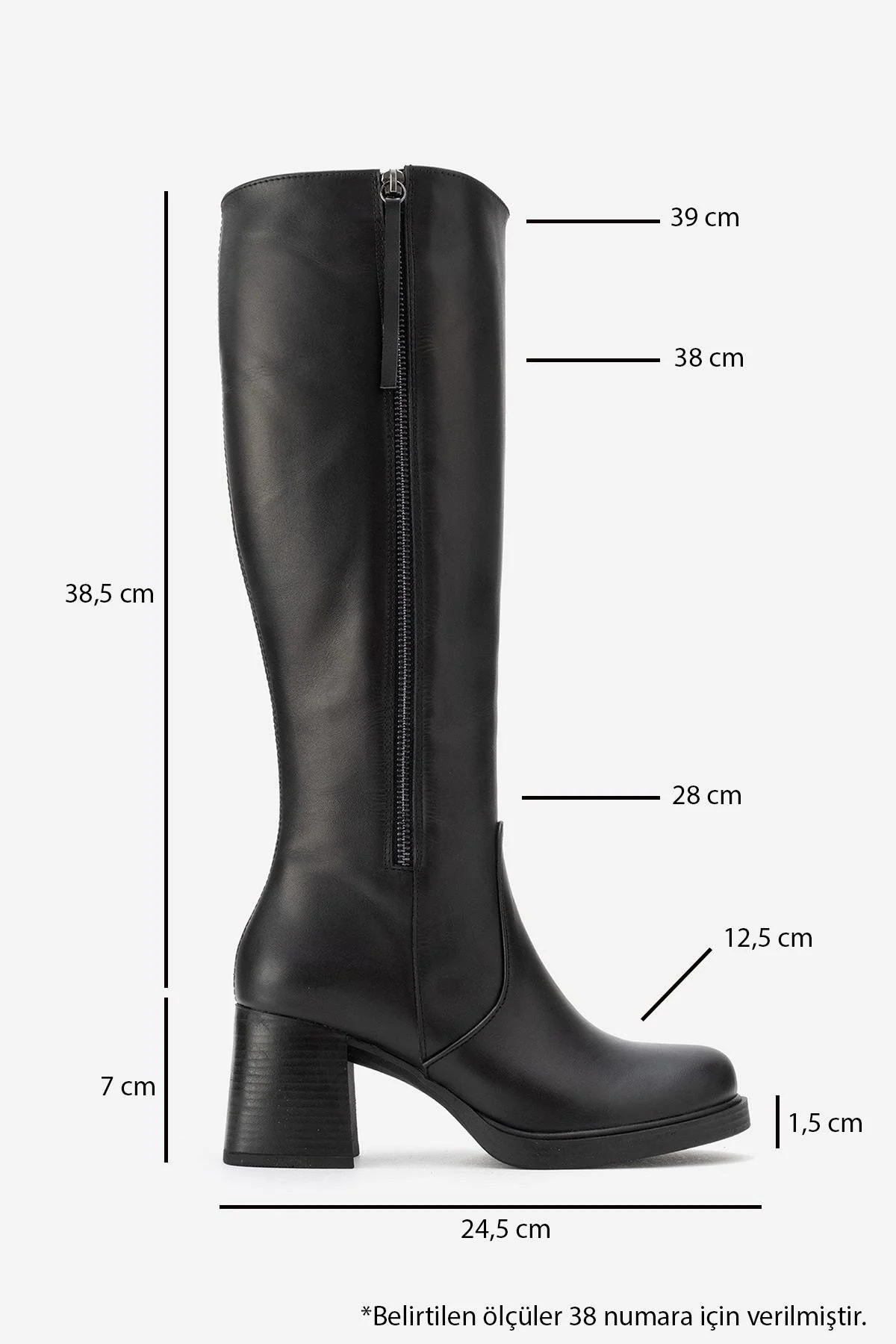 LENSA - Black Genuine Leather Block Heel Boot (Women) - Image 3