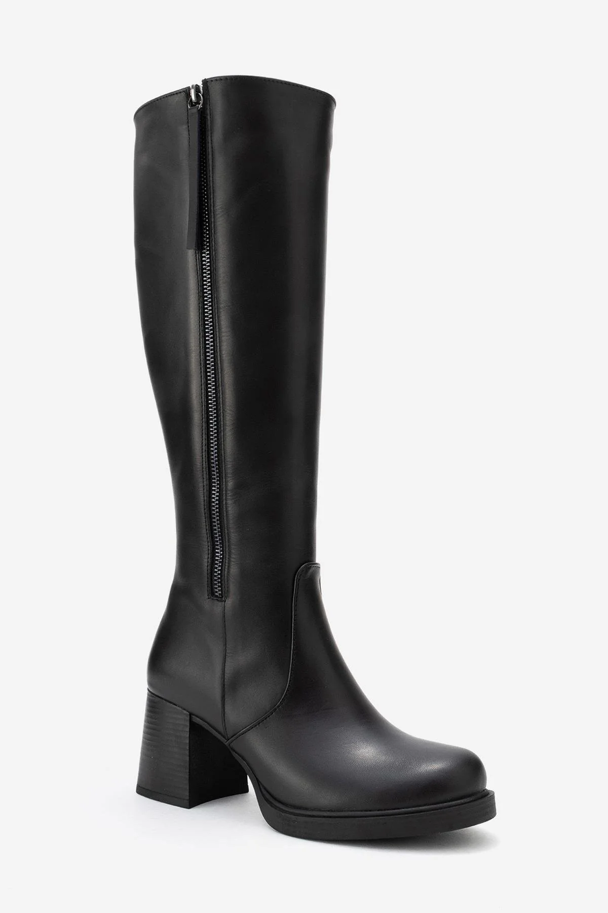 LENSA - Black Genuine Leather Block Heel Boot (Women) - Image 4