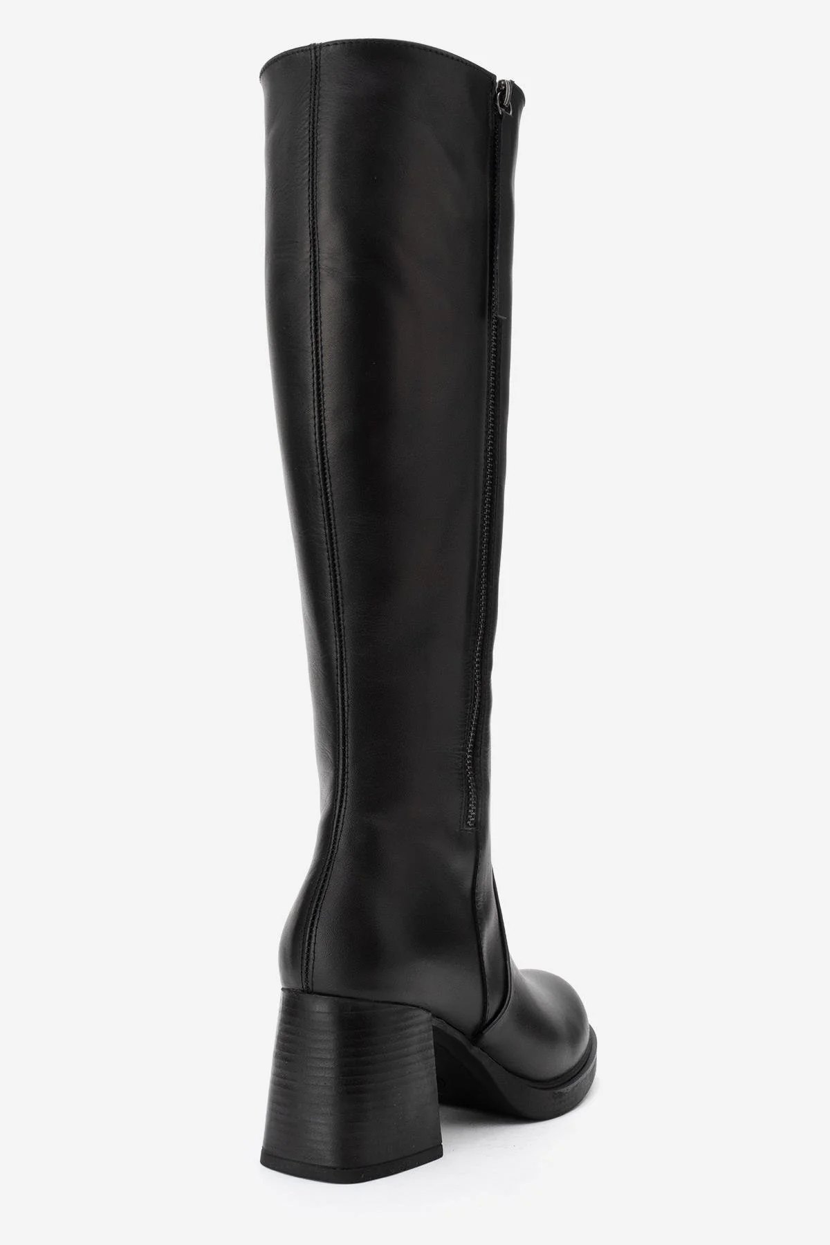 LENSA - Black Genuine Leather Block Heel Boot (Women) - Image 6