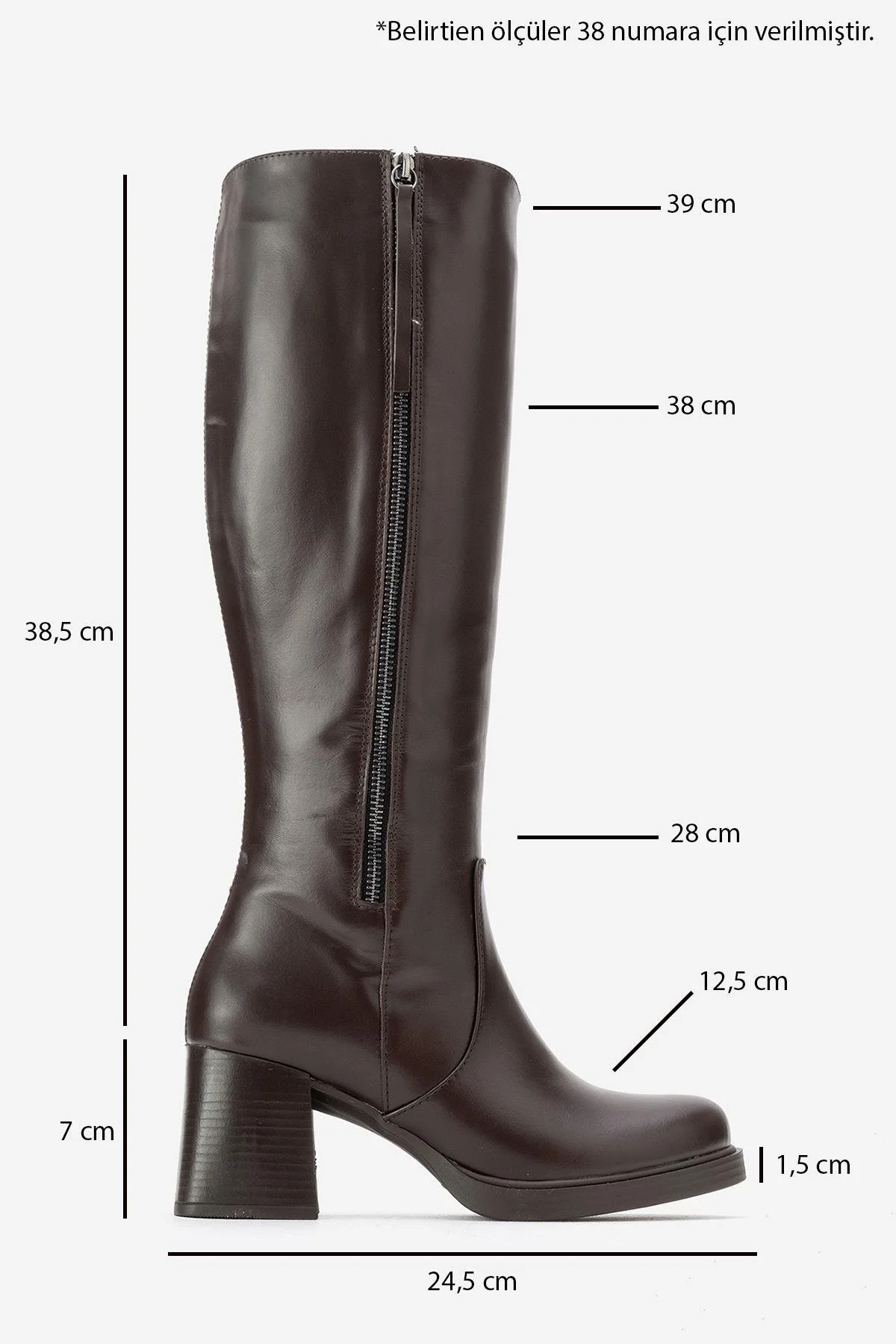 LENSA - Brown Genuine Leather Block Heel Knee-High Boot (Women) - Image 6
