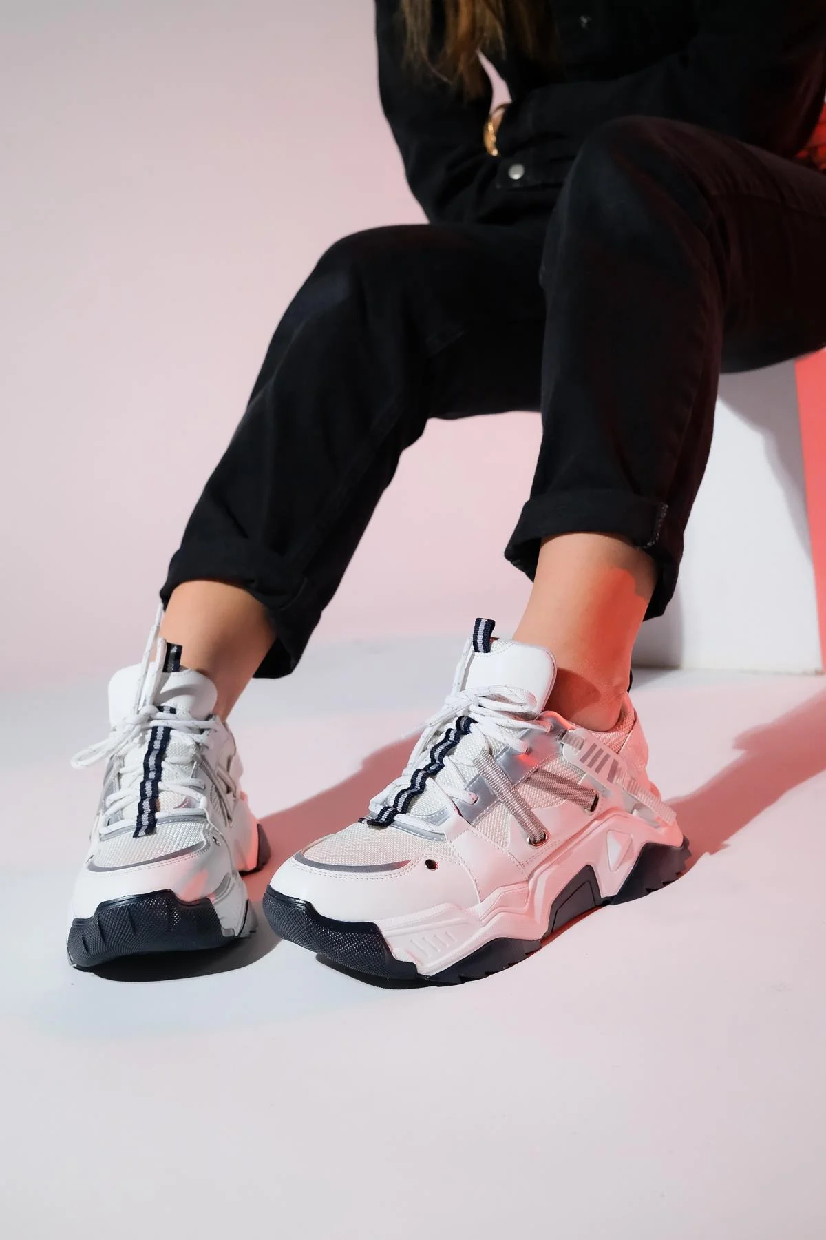 Maggie - White-Navy Sport Sneaker (Women) - Image 2