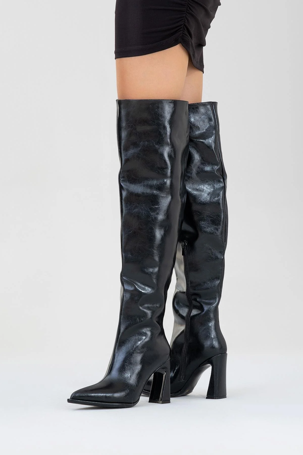 Lepa - Black Chunky Heel Over-The-Knee Boot (Women) - Image 7