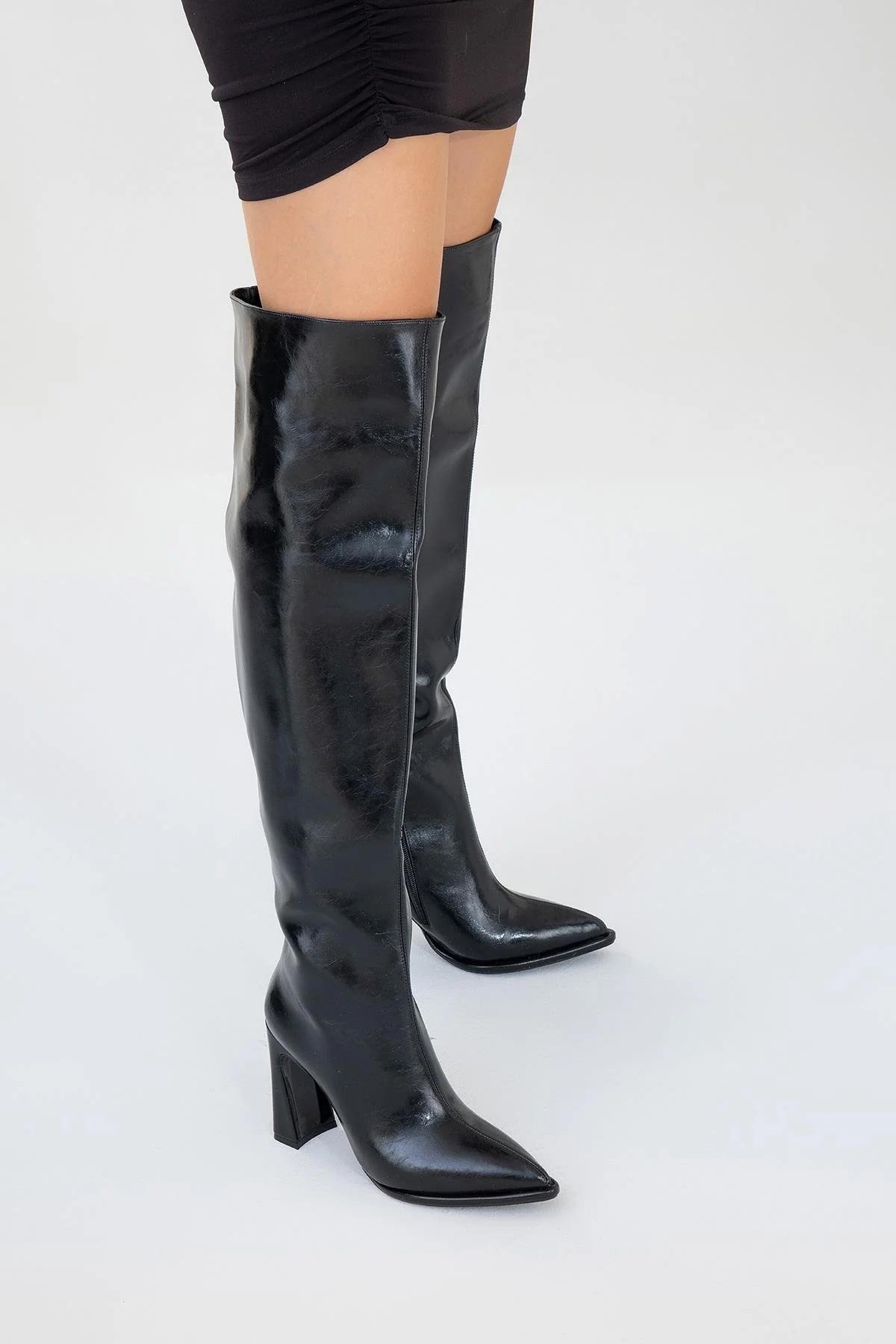 Lepa - Black Chunky Heel Over-The-Knee Boot (Women) - Image 8