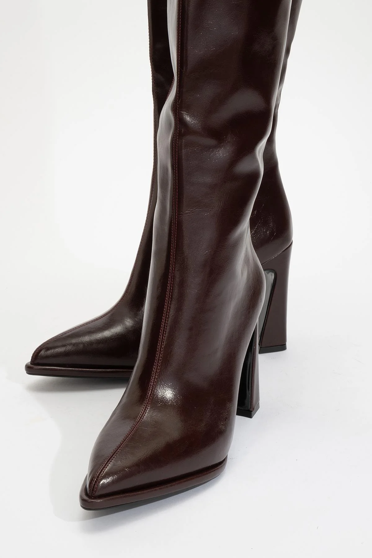 Lepa - Burgundy Chunky Heel Over-The-Knee Boot (Women) - Image 3