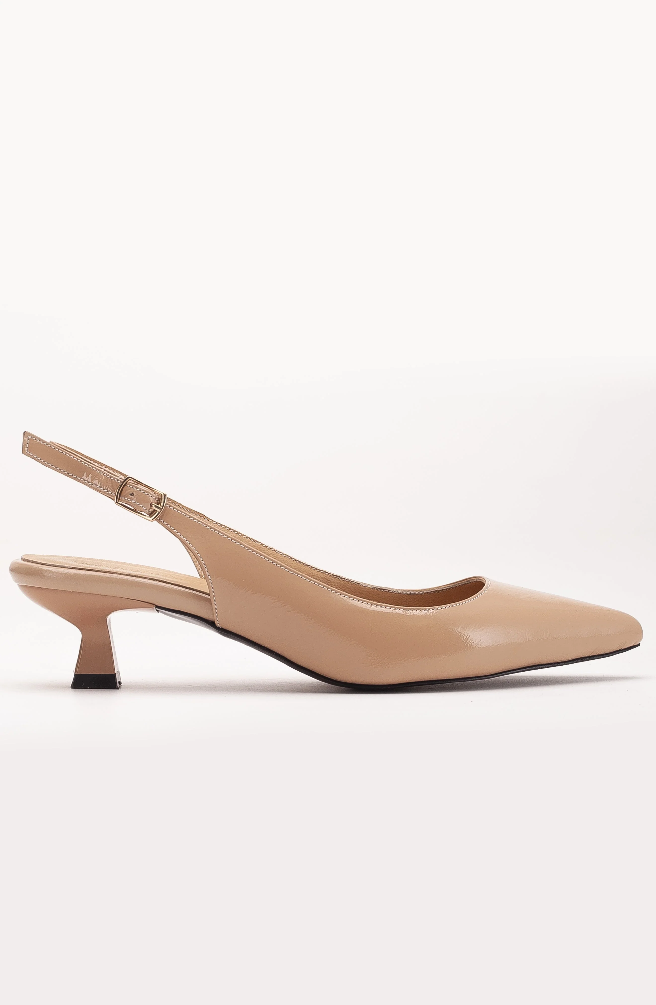 Lety - Beige Patent Leather Slingback Pumps (Women) - Image 2