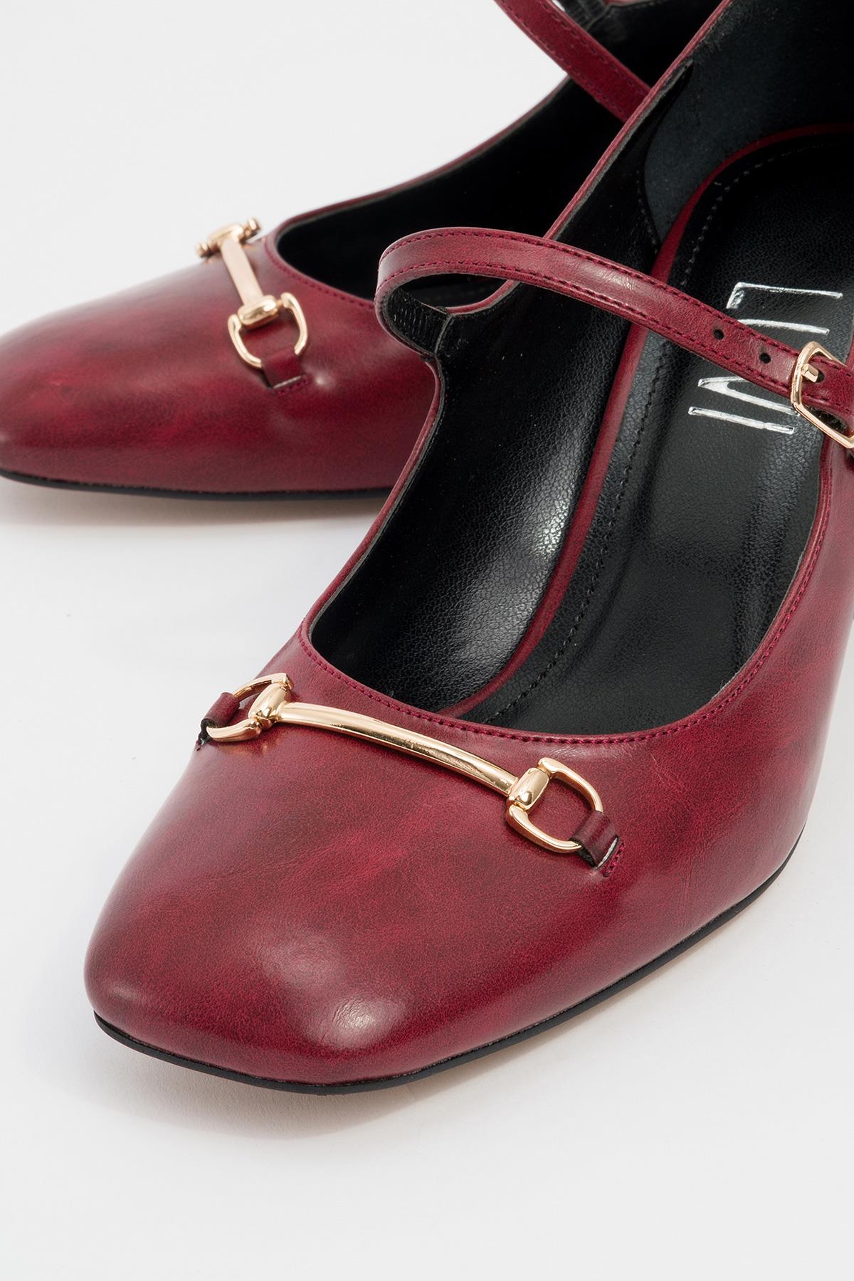 Levan - Burgundy Buckle Chunky Heel Shoe (Women) - Image 3