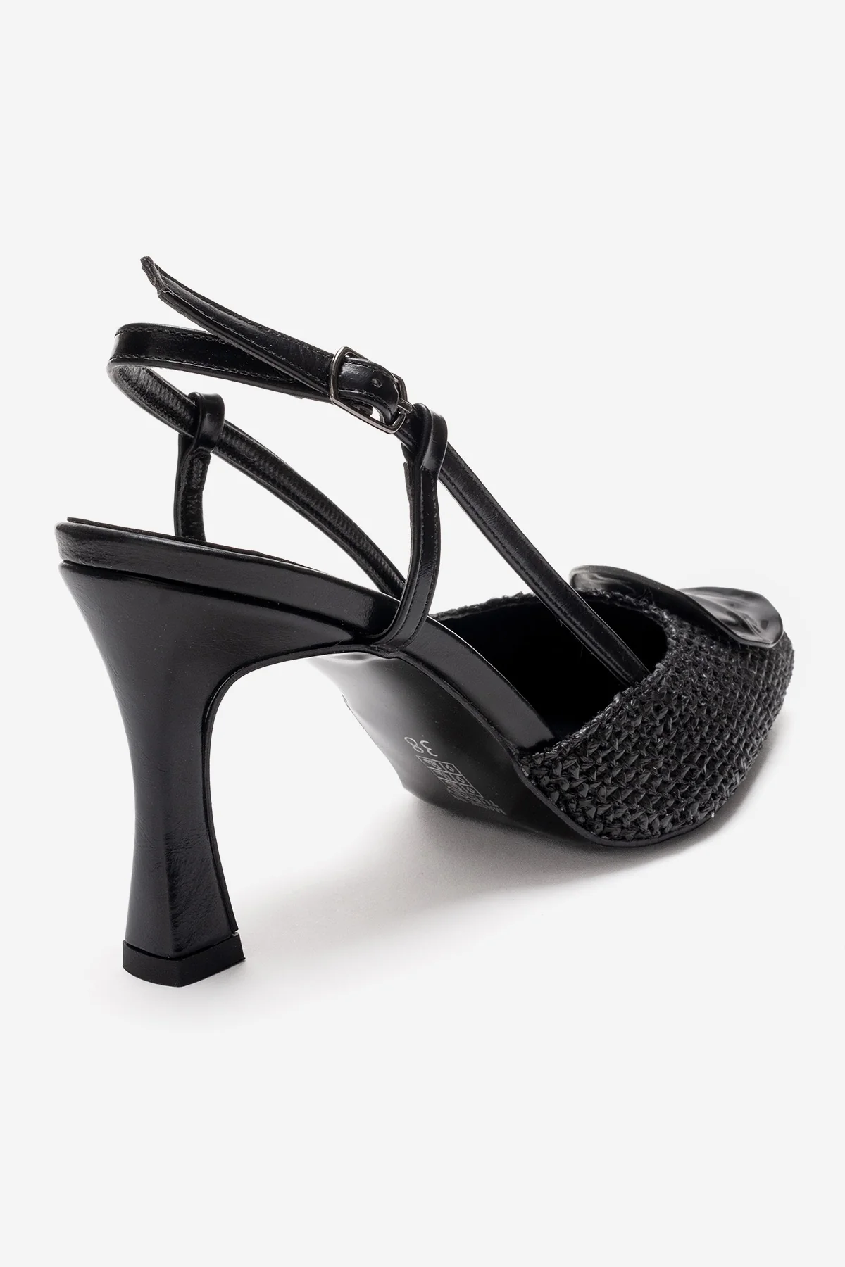 Levia - Black Woven-Textured Accessory-Detail Stiletto Heel Pump (Women) - Image 5