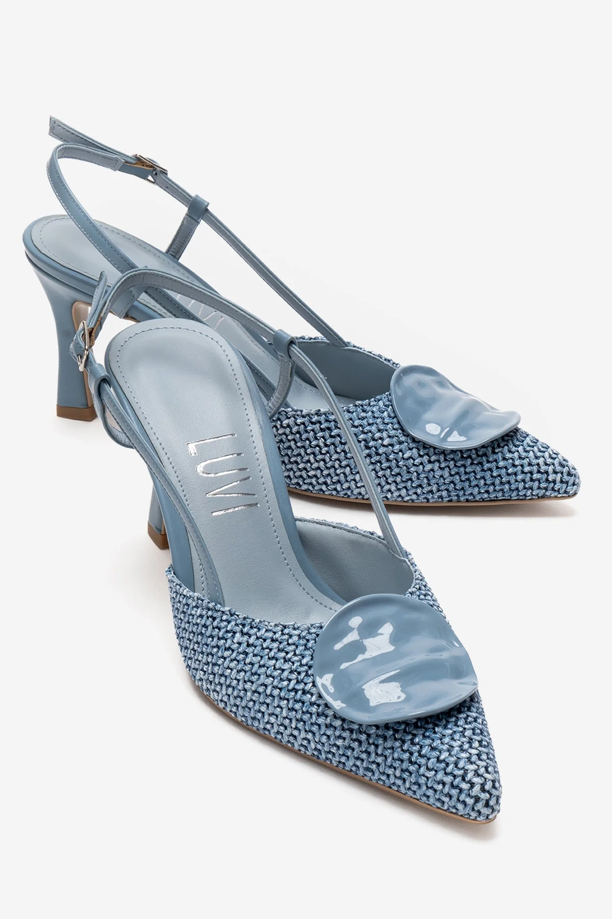 LEVIA - Blue Straw-Textured Accessory Stiletto Pump (Women)