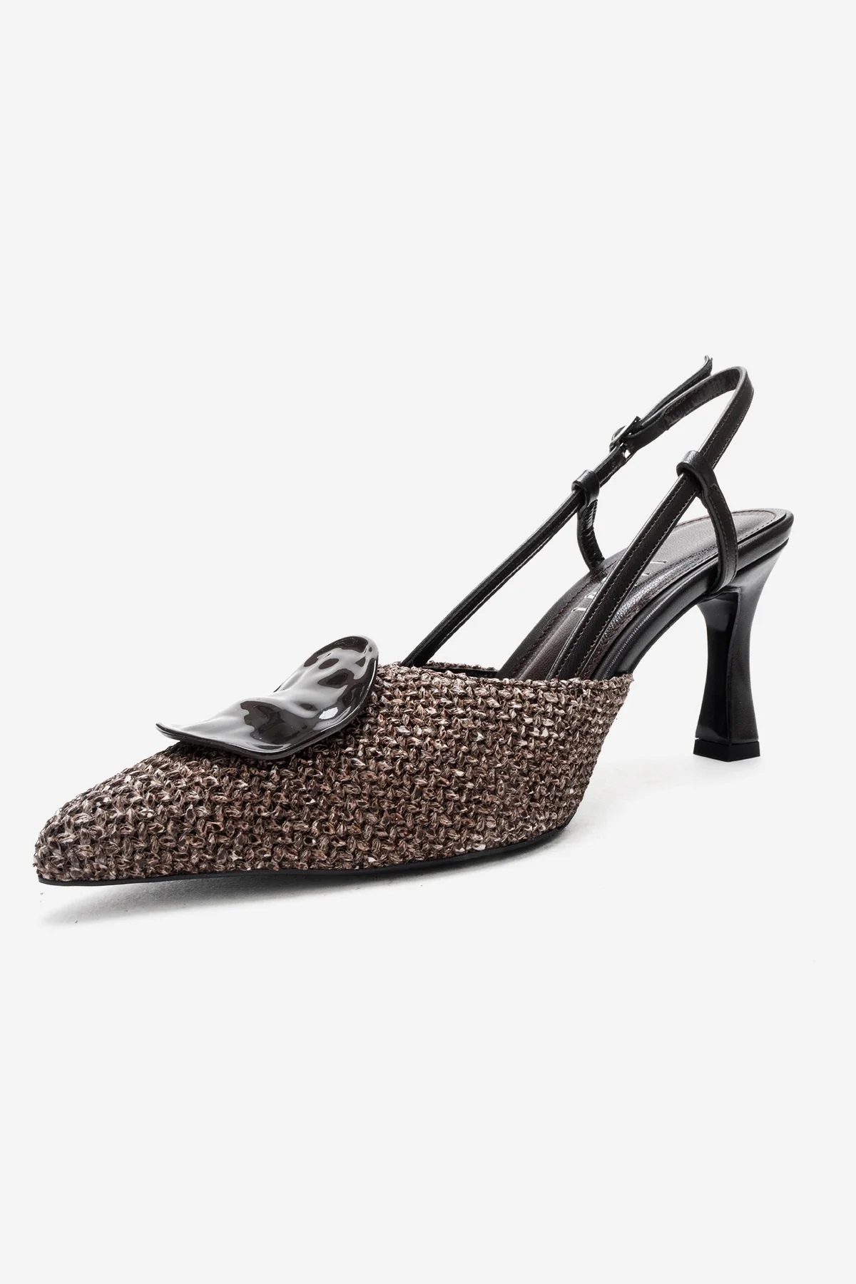 Levia - Brown Woven-Textured Accessory-Detail Stiletto Heel Pump (Women) - Image 4