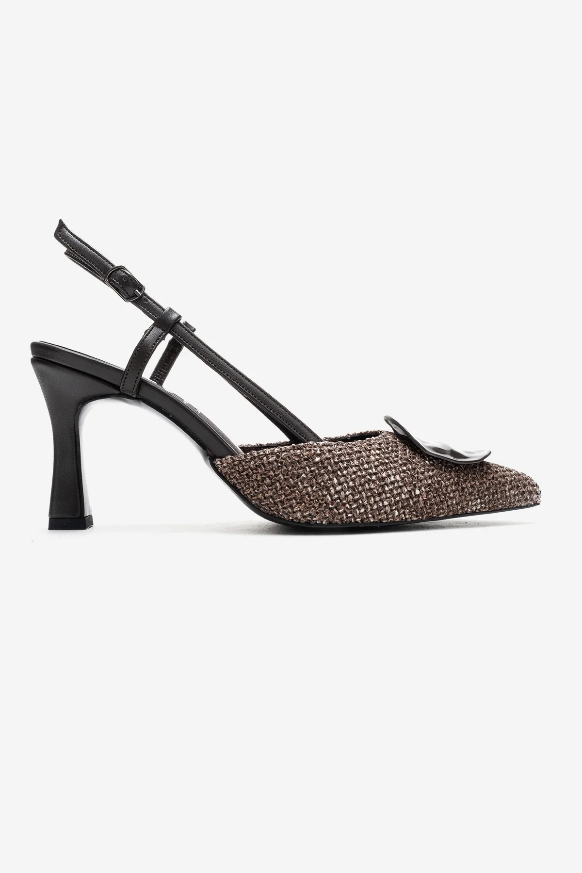 Levia - Brown Woven-Textured Accessory-Detail Stiletto Heel Pump (Women) - Image 6