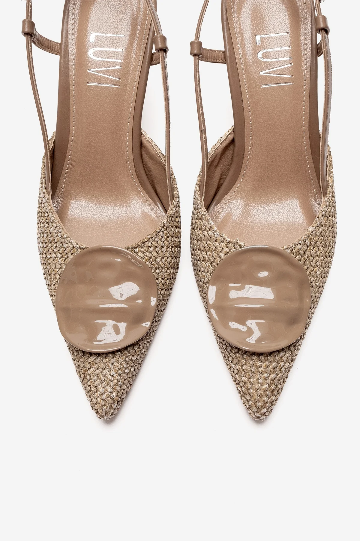 Levia - Taupe Woven-Textured Accessory-Detail Stiletto Heel Pump (Women) - Image 2