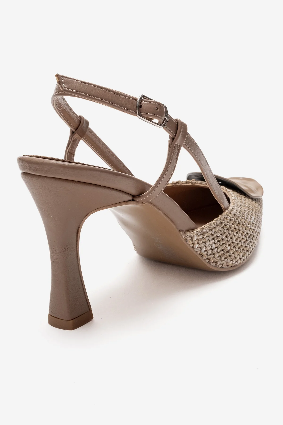 Levia - Taupe Woven-Textured Accessory-Detail Stiletto Heel Pump (Women) - Image 5