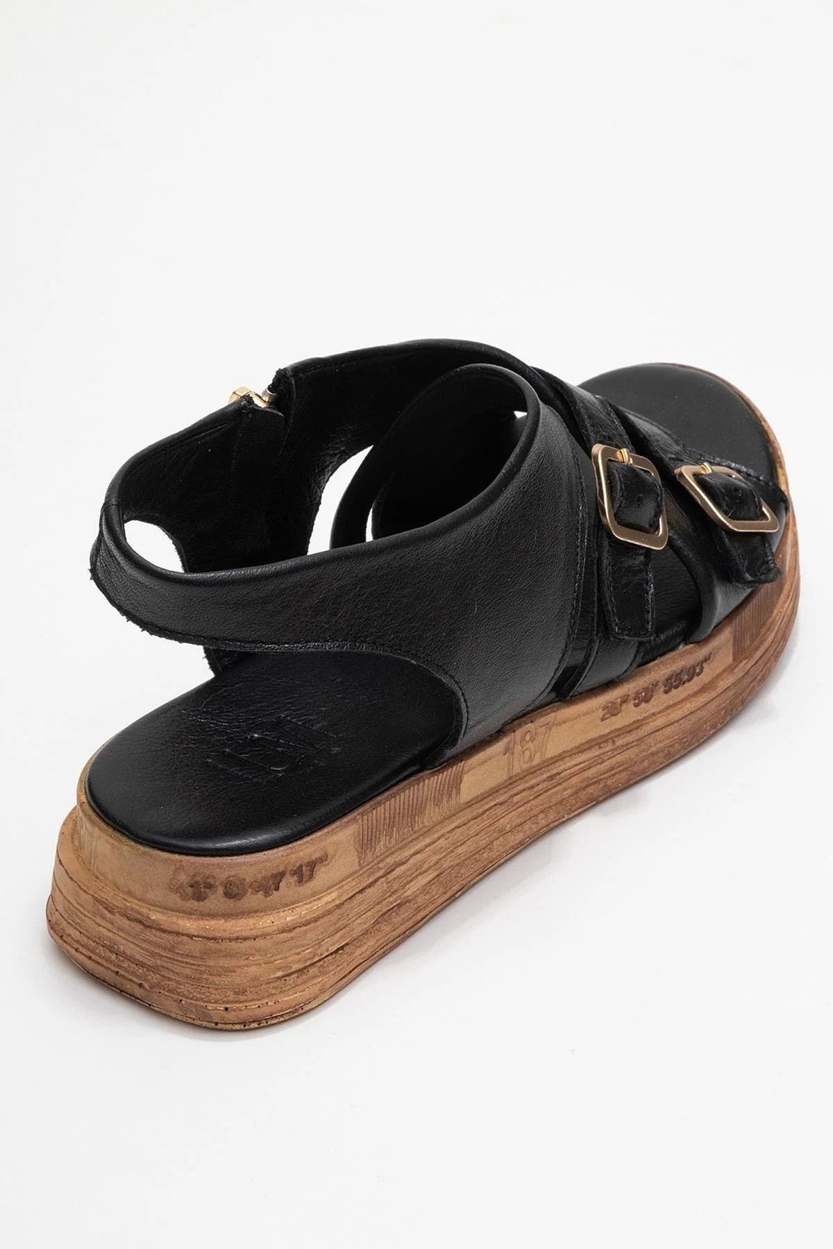 Levine Black Leather Buckled Side-Zip Sandal (Women) - Image 5