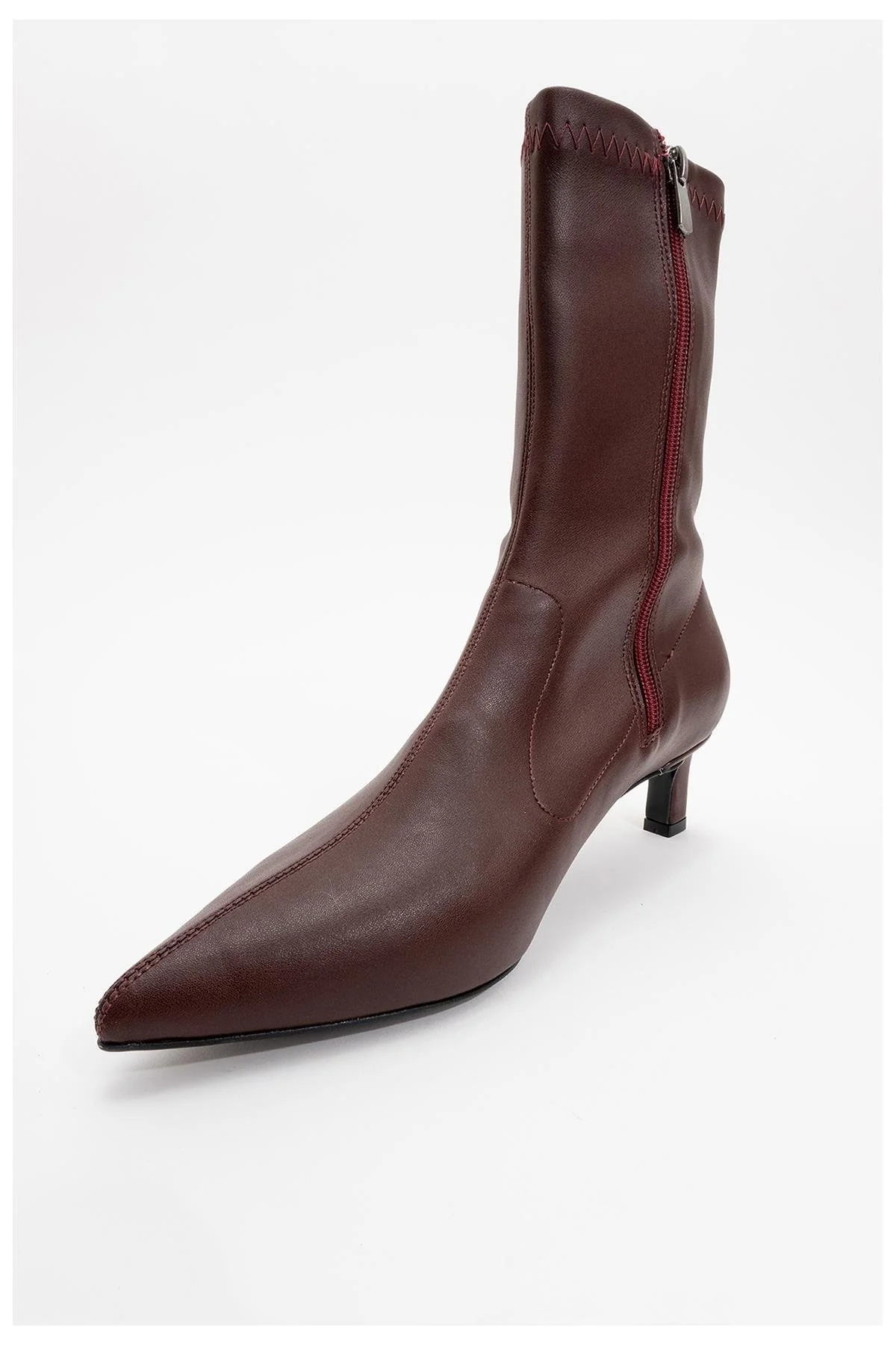 Lewin Burgundy Pointed Toe Stiletto Boot (Women) - Image 4